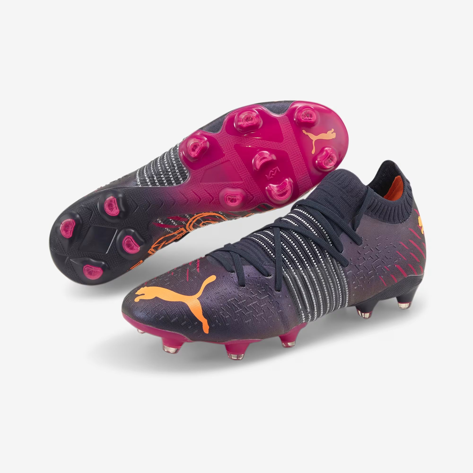 PUMA FUTURE 1.2 Firm/Artificial-Ground Low-Top Soccer Cleats - Parisian Night-Neon Citrus-Festival Fuchsia