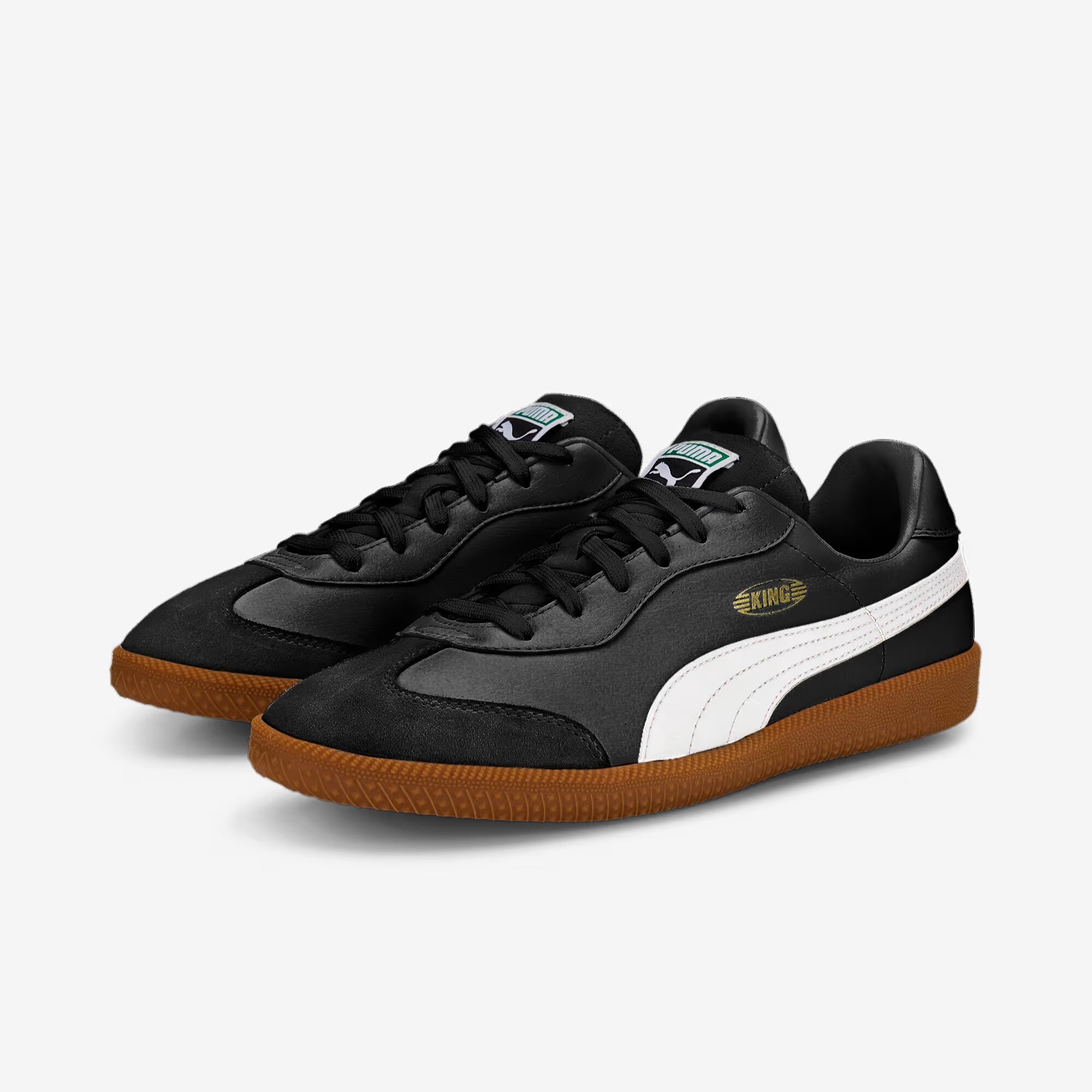 PUMA KING 21 Indoor/Court Low-Top Soccer Shoes - Puma Black-Puma White-Gum