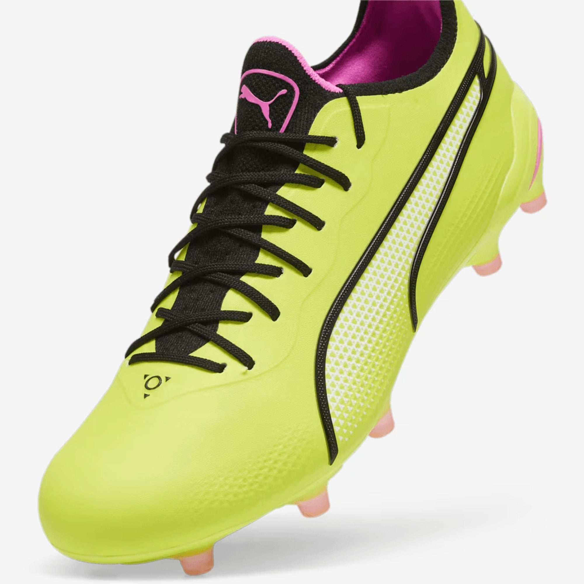 PUMA KING ULTIMATE Firm/Artificial-Ground Low-Top Soccer Cleats - Electric Lime-PUMA Black-Poison Pink