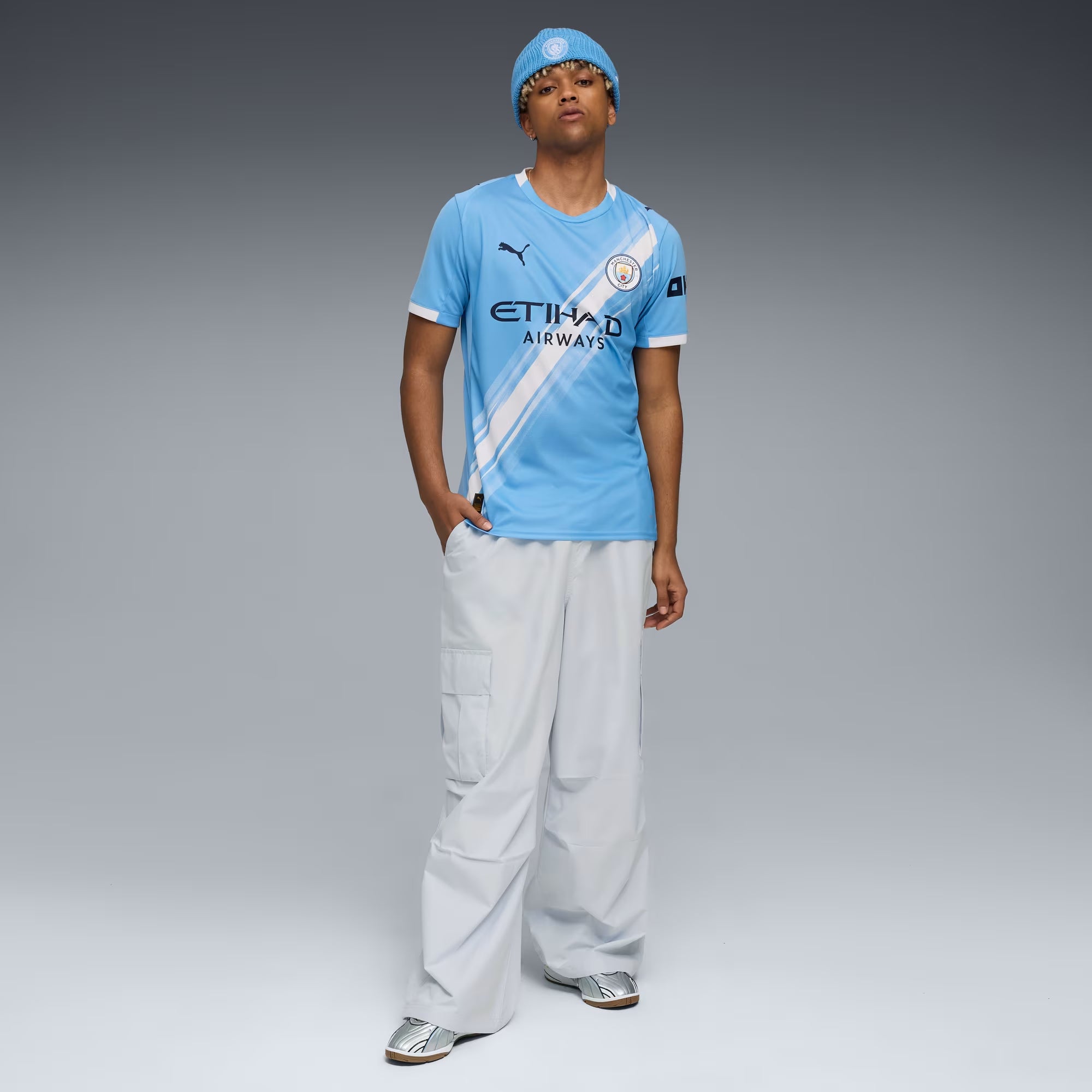 PUMA Manchester City 2025/26 Stadium Home Men's dryCELL Soccer Replica Jersey - Team Light Blue-PUMA White