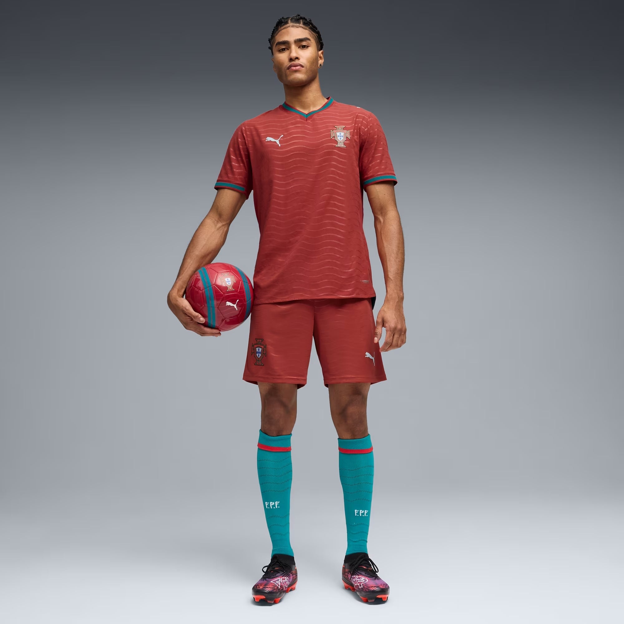 PUMA Portugal 2026/27 Match Home Men's Soccer Authentic Jersey - Club Red-Green Lagoon