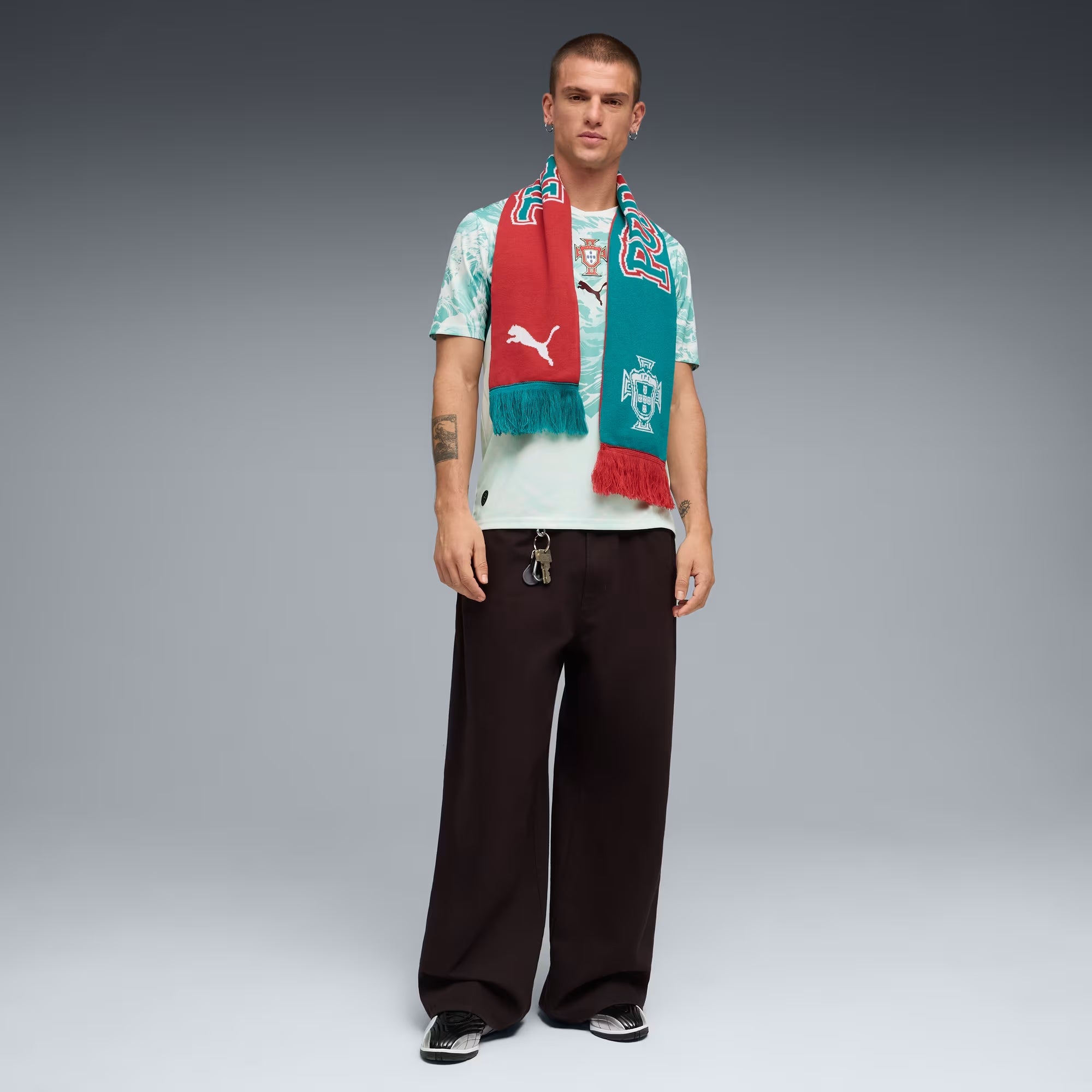 PUMA Portugal 2026 Stadium Away Men's Soccer Jersey - PUMA White-Green Lagoon