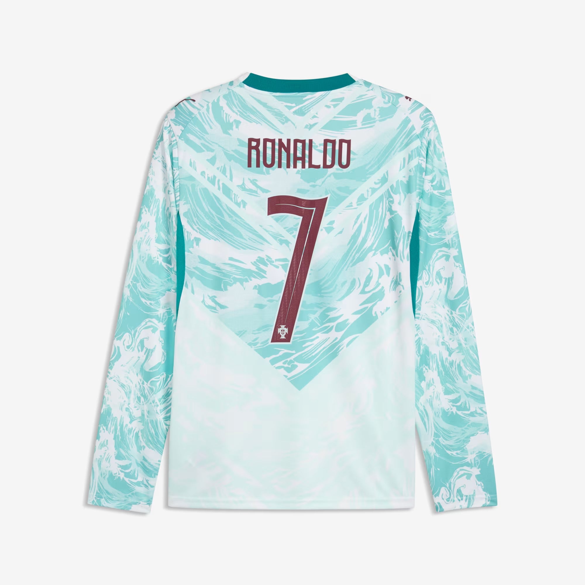 PUMA Portugal 2026 Stadium Away Ronaldo Men's Long-Sleeve Soccer Jersey - PUMA White-Green Lagoon