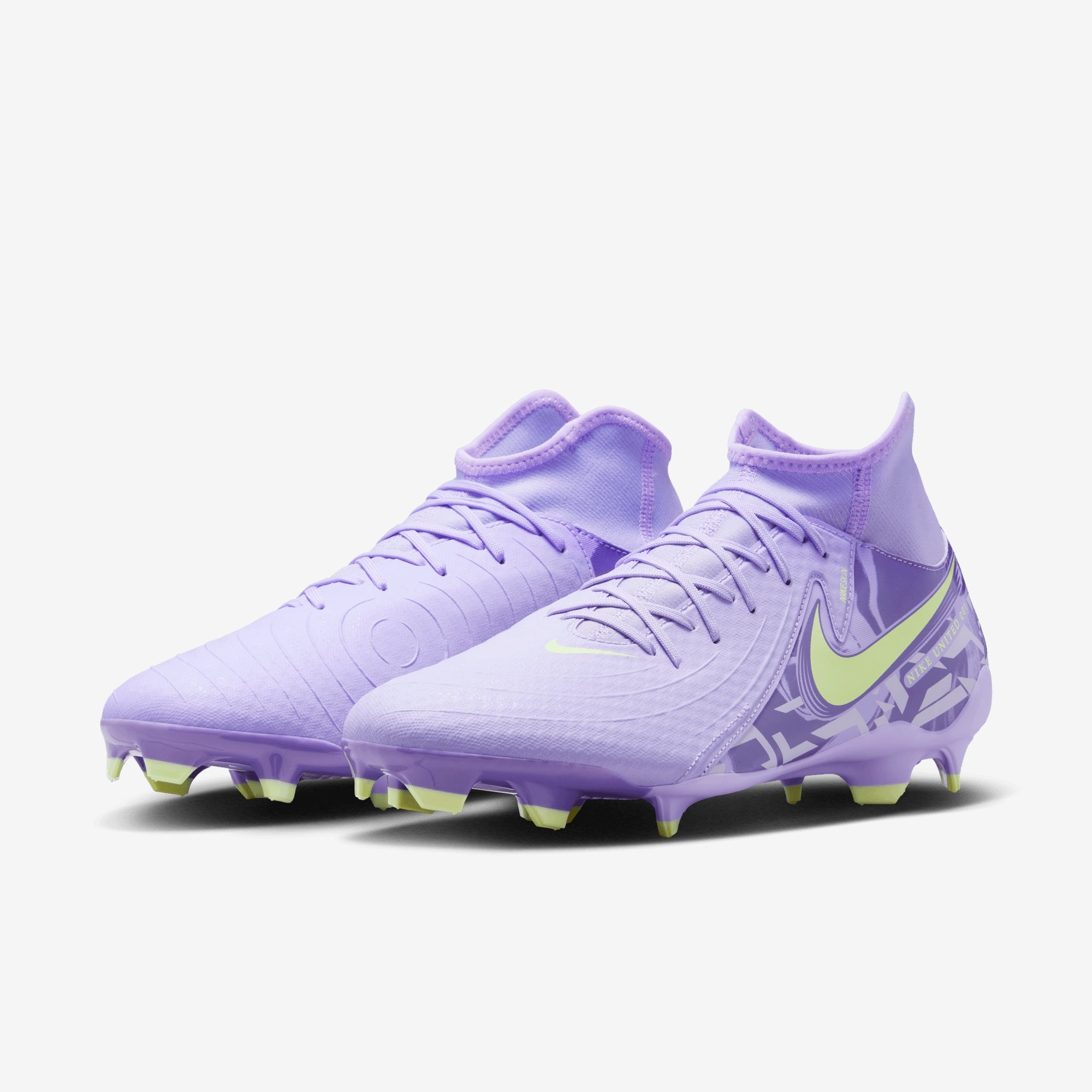 Nike United Phantom Luna 2 Academy MG High-Top Soccer Cleats - Purple Agate/Barely Volt