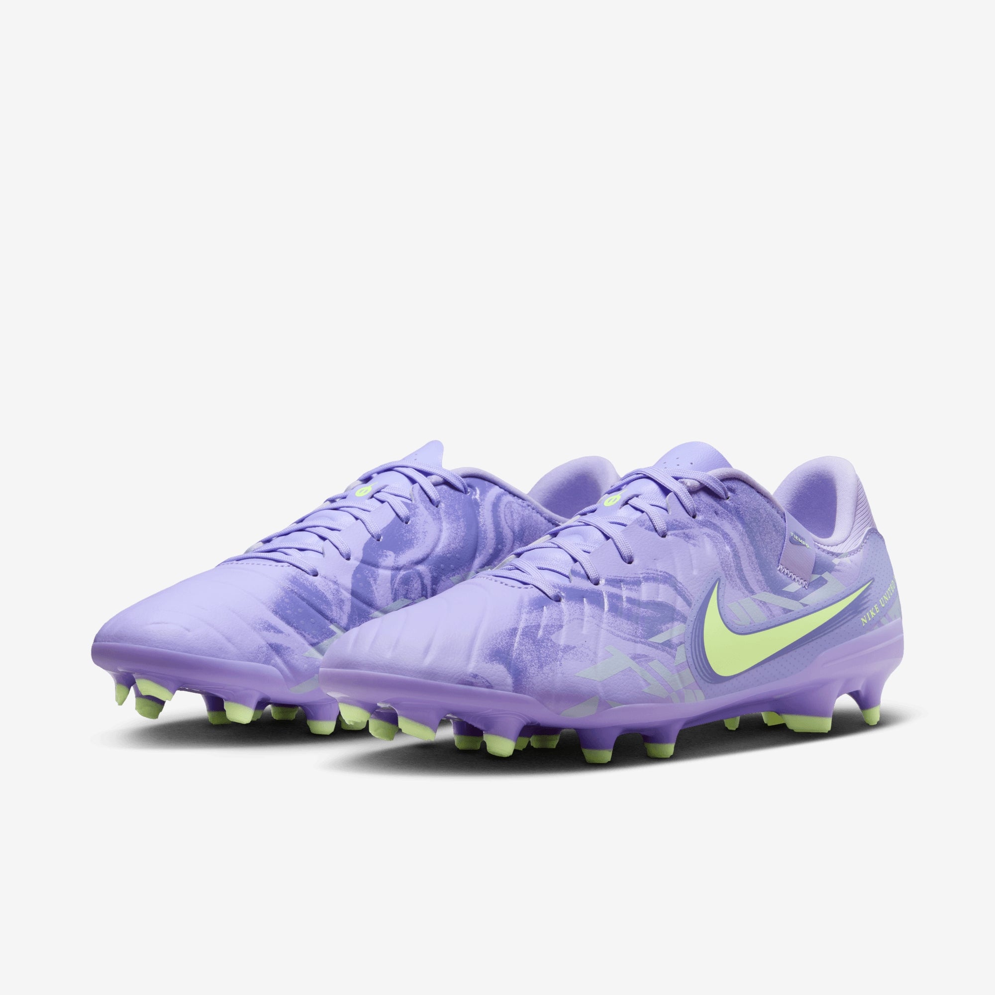 Nike United Tiempo Legend 10 Academy MG Low-Top Soccer Cleats - Purple Agate/Barely Volt