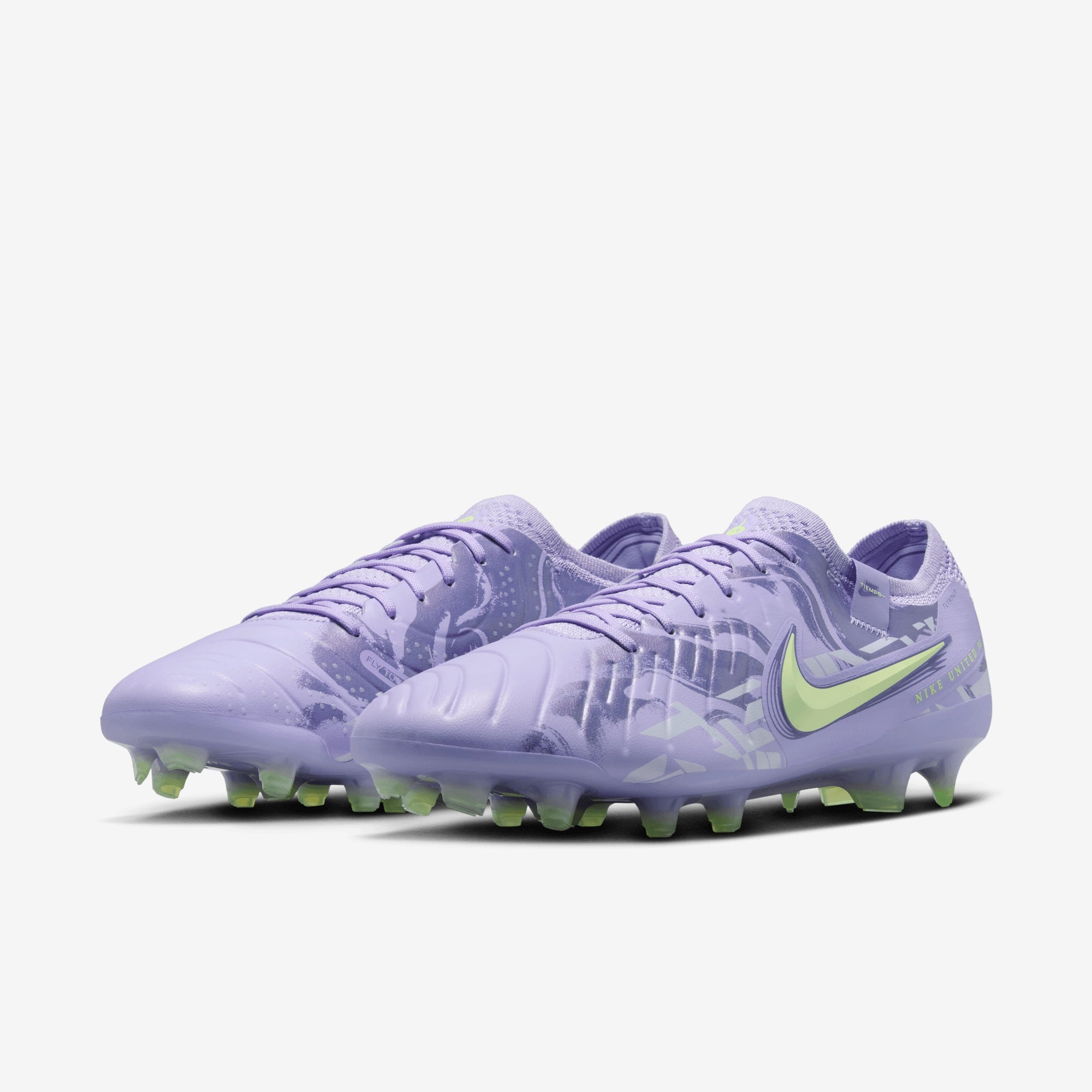 Nike United Tiempo Legend 10 Elite FG Low-Top Soccer Cleats - Purple Agate/Barely Volt