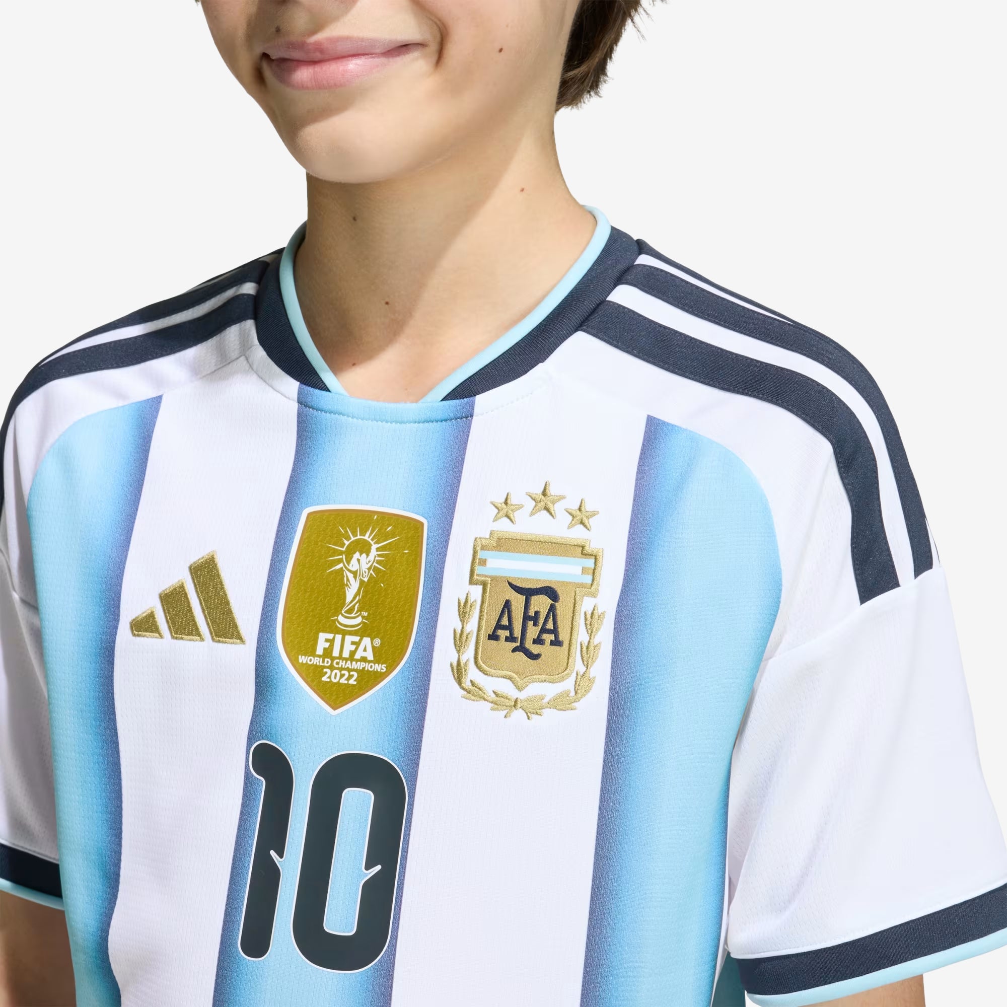 adidas Argentina 2026 Stadium Home Messi Big Kids' Soccer Jersey - White / Icey Blue / Light Blue