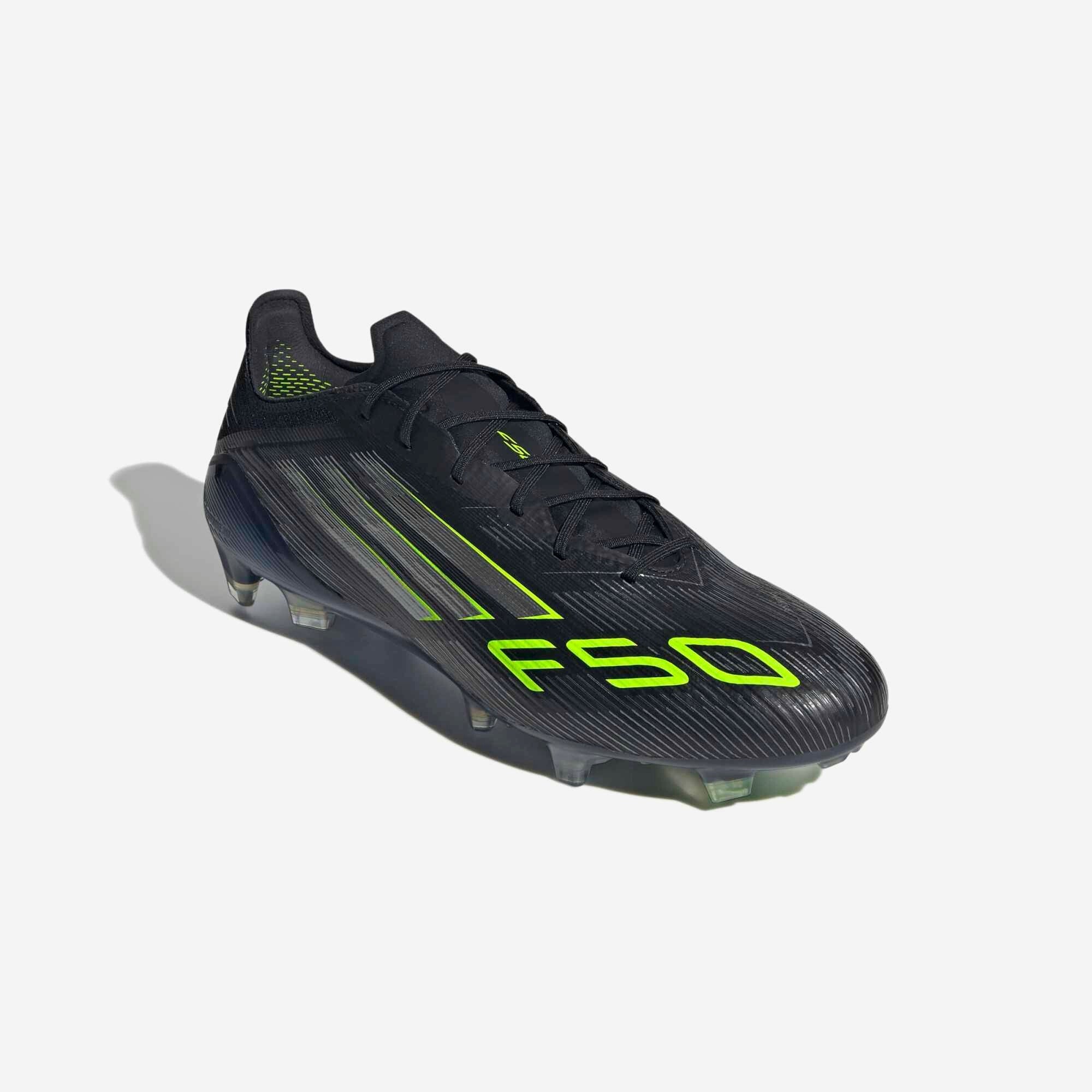 adidas F50 Elite Firm-Ground Low-Top Soccer Cleats - Core Black / Iron Metallic / Lucid Lemon