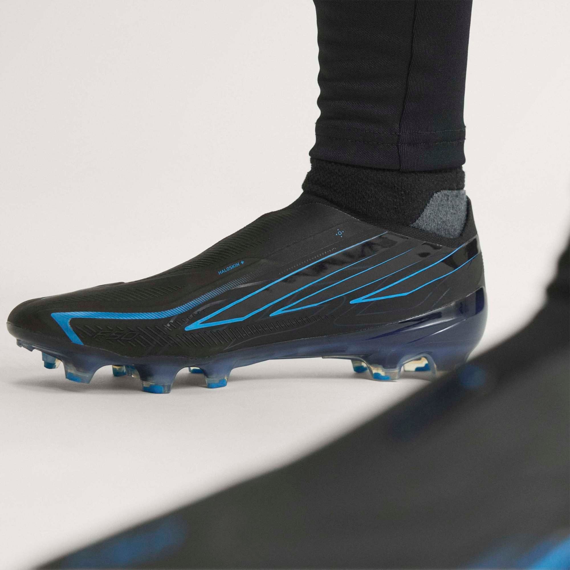 adidas F50 Hyperfast Elite Laceless Firm-Ground Low-Top Soccer Cleats - Core Black / Core Black / Lucid Ray Blue