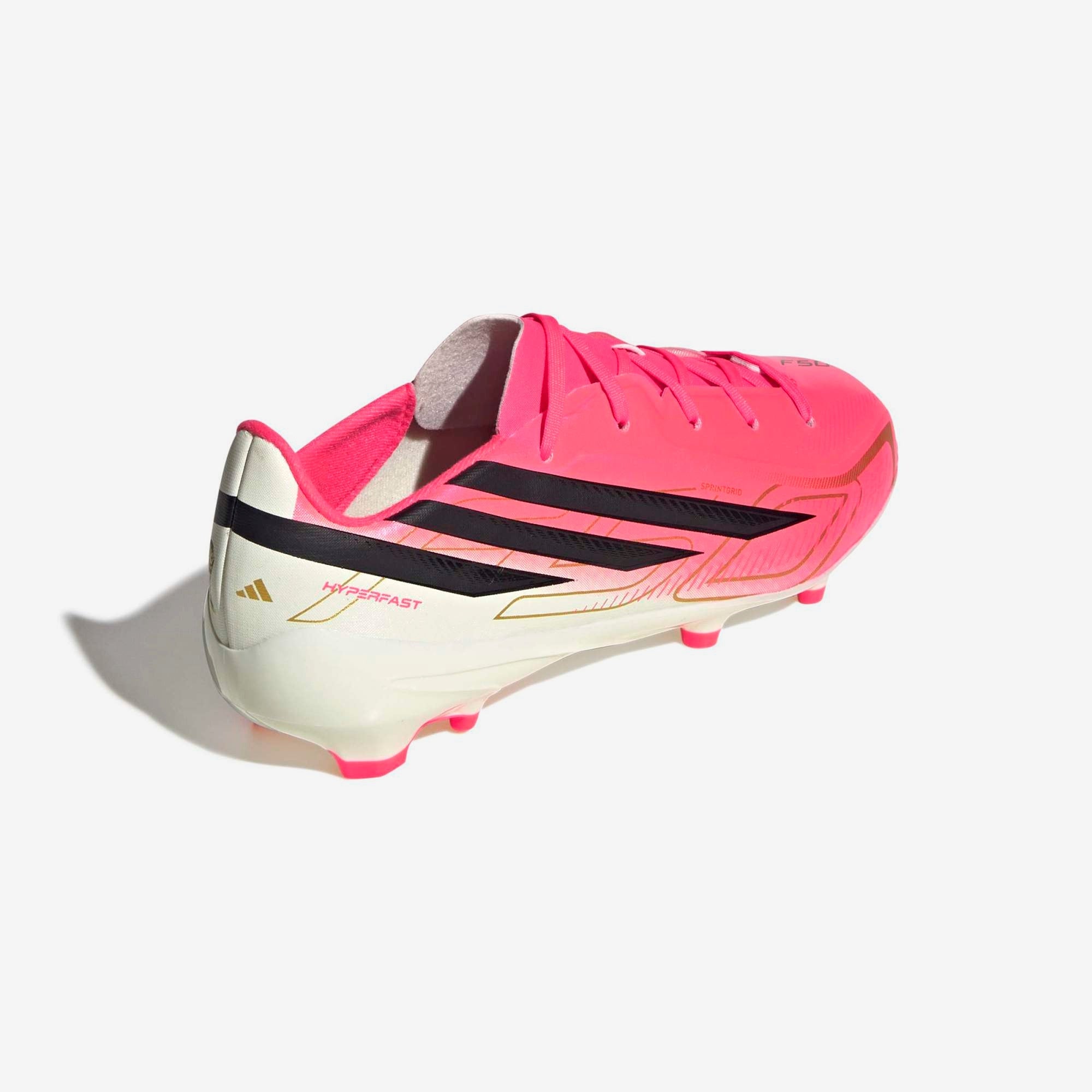 adidas F50 Hyperfast League Big Kids' Firm-Ground Low-Top Soccer Cleats - Solar Turbo / Core Black / Gold Met.