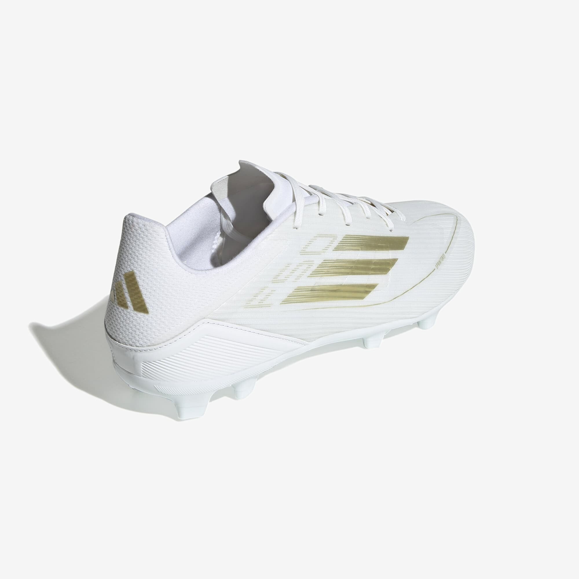 adidas F50 League Firm/Multi-Ground Soccer Cleats - Cloud White / Gold Metallic / Cloud White