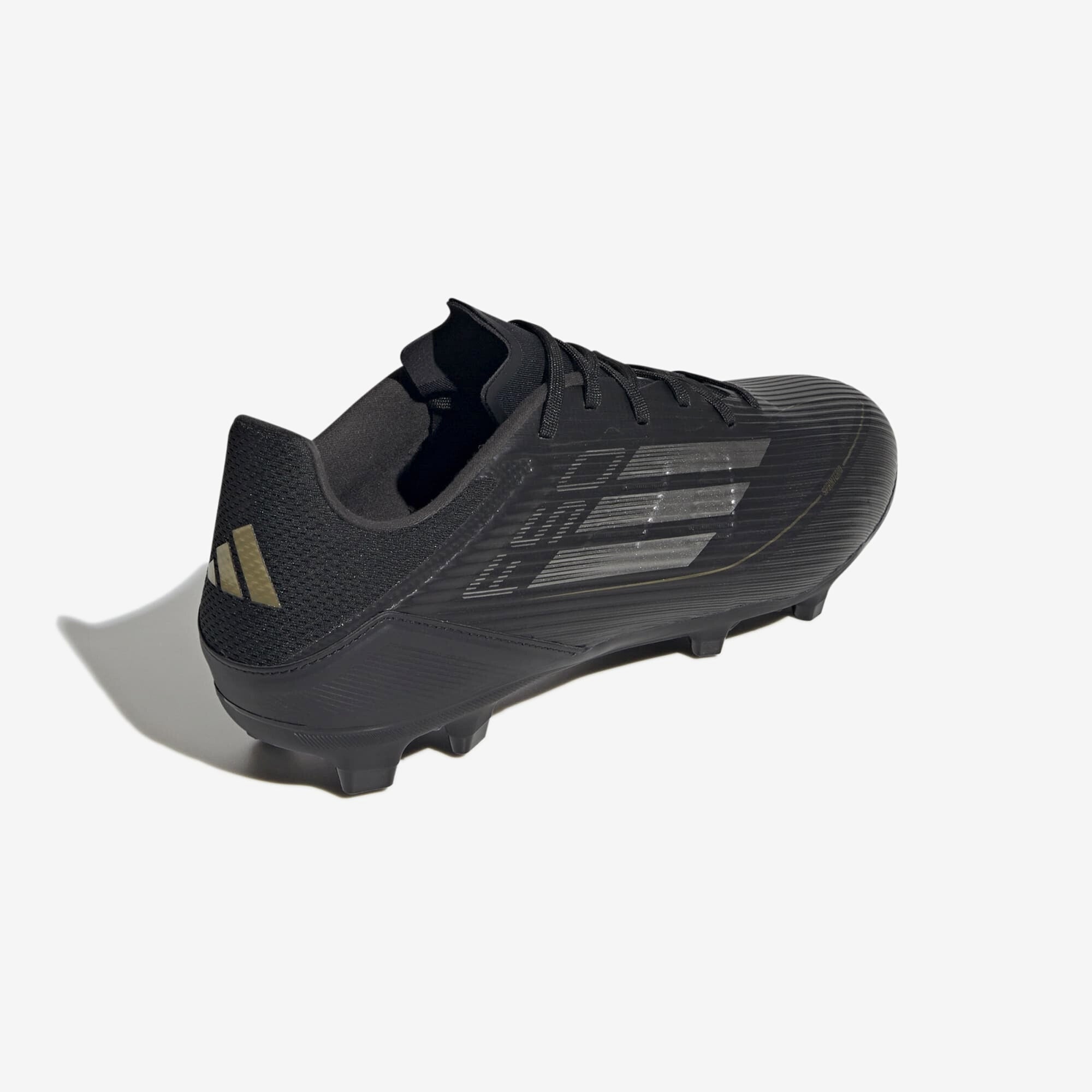 adidas F50 League Firm/Multi-Ground Soccer Cleats - Core Black / Iron Metallic / Gold Metallic