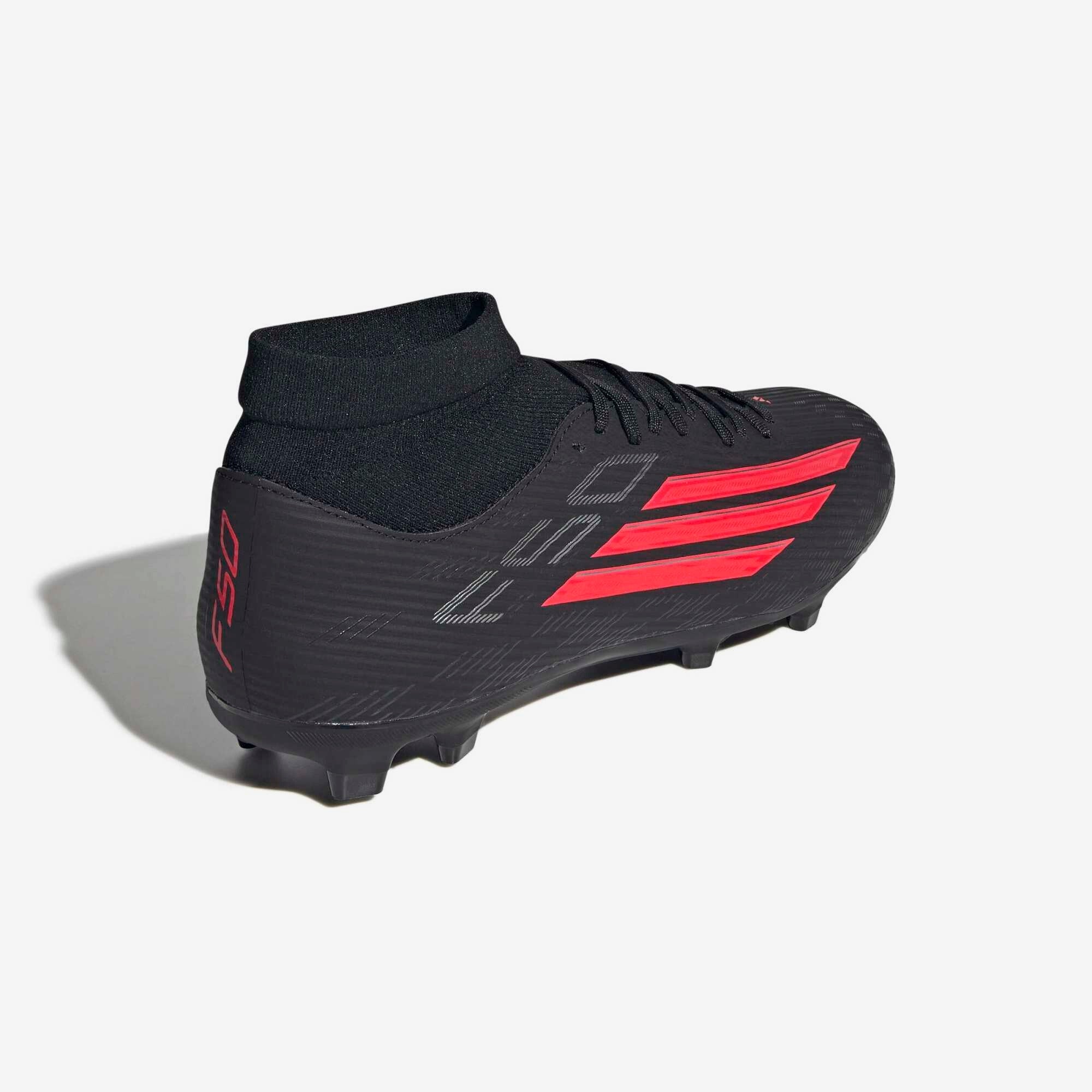 adidas F50 League Mid Cut Firm/Multi-Ground Soccer Cleats - Core Black / Lucid Red / Core Black