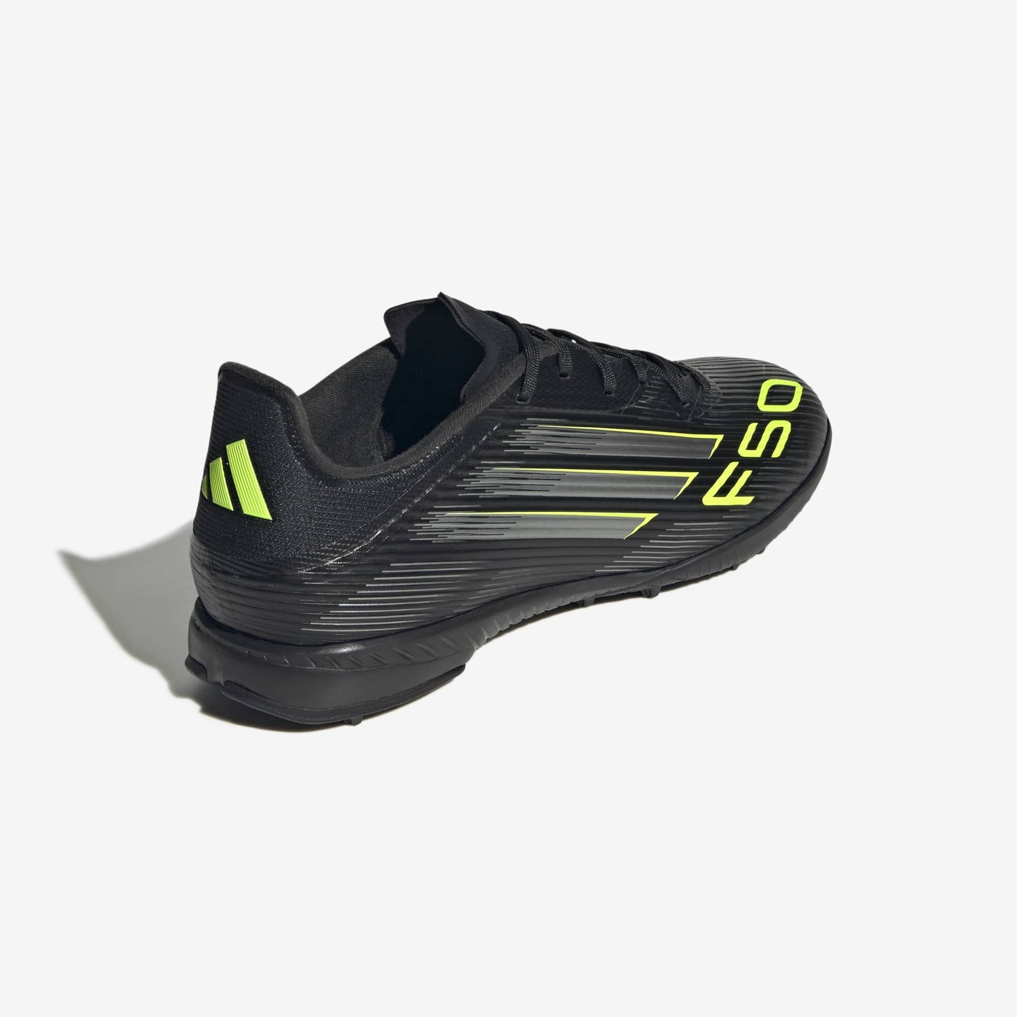 adidas F50 League Turf Low-Top Soccer Shoes - Core Black / Iron Metallic / Lucid Lemon
