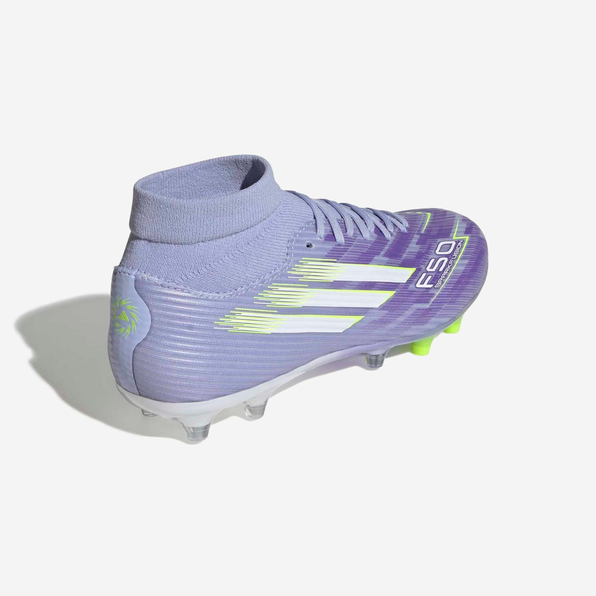 adidas F50 Sparkfusion League Firm Ground/Artificial Grass High-Top Soccer Cleats - Violet Tone / Lucid Lemon / Purple Rush
