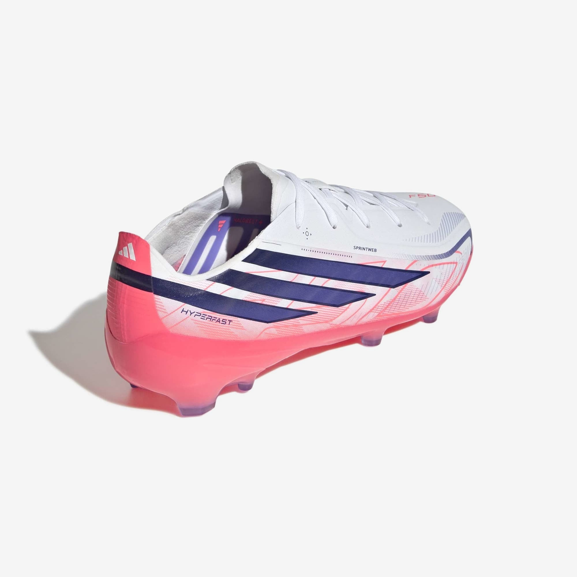 adidas Jr. F50 Hyperfast Elite Big Kids' Firm-Ground Low-Top Soccer Cleats - Ftwr White / Solar Purple / Solar Turbo