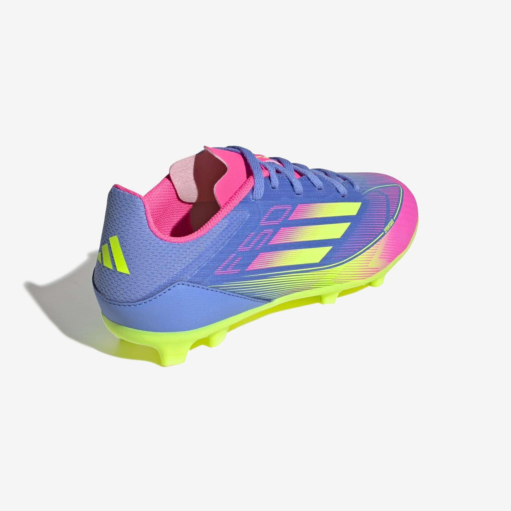 adidas Jr. F50 League Little/Big Kids' FG/MG Low-Top Soccer Cleats - Blue Fusion / Lucid Lemon / Lucid Pink