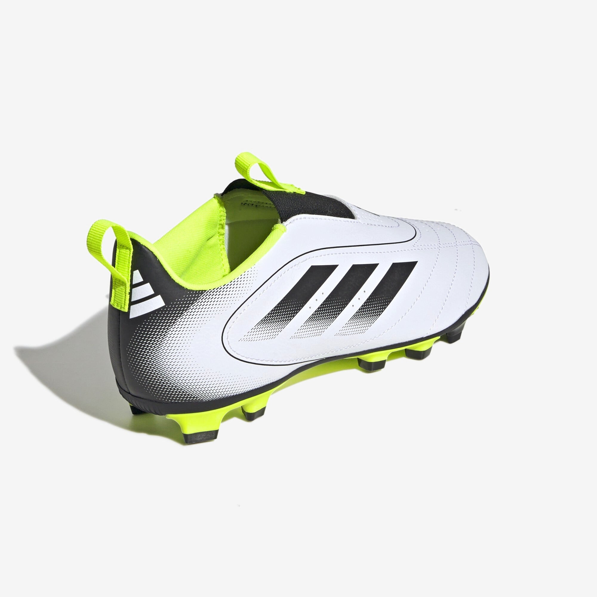 adidas Jr. Goletto IX Laceless Little/Big Kids' FG/MG Low-Top Soccer Cleats - Cloud White / Core Black / Lucid Lemon