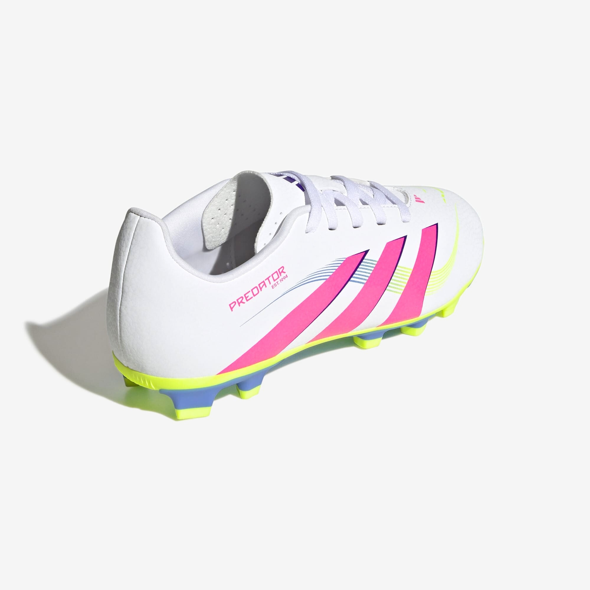 adidas Jr. Predator Club Little/Big Kids' FG/MG Low-Top Soccer Cleats - Cloud White / Lucid Pink / Lucid Lemon