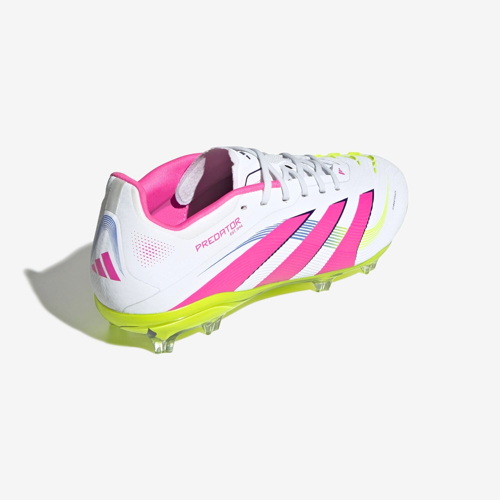 adidas Jr. Predator Elite Big Kids' FG Low-Top Soccer Cleats - Cloud White / Lucid Pink / Lucid Lemon