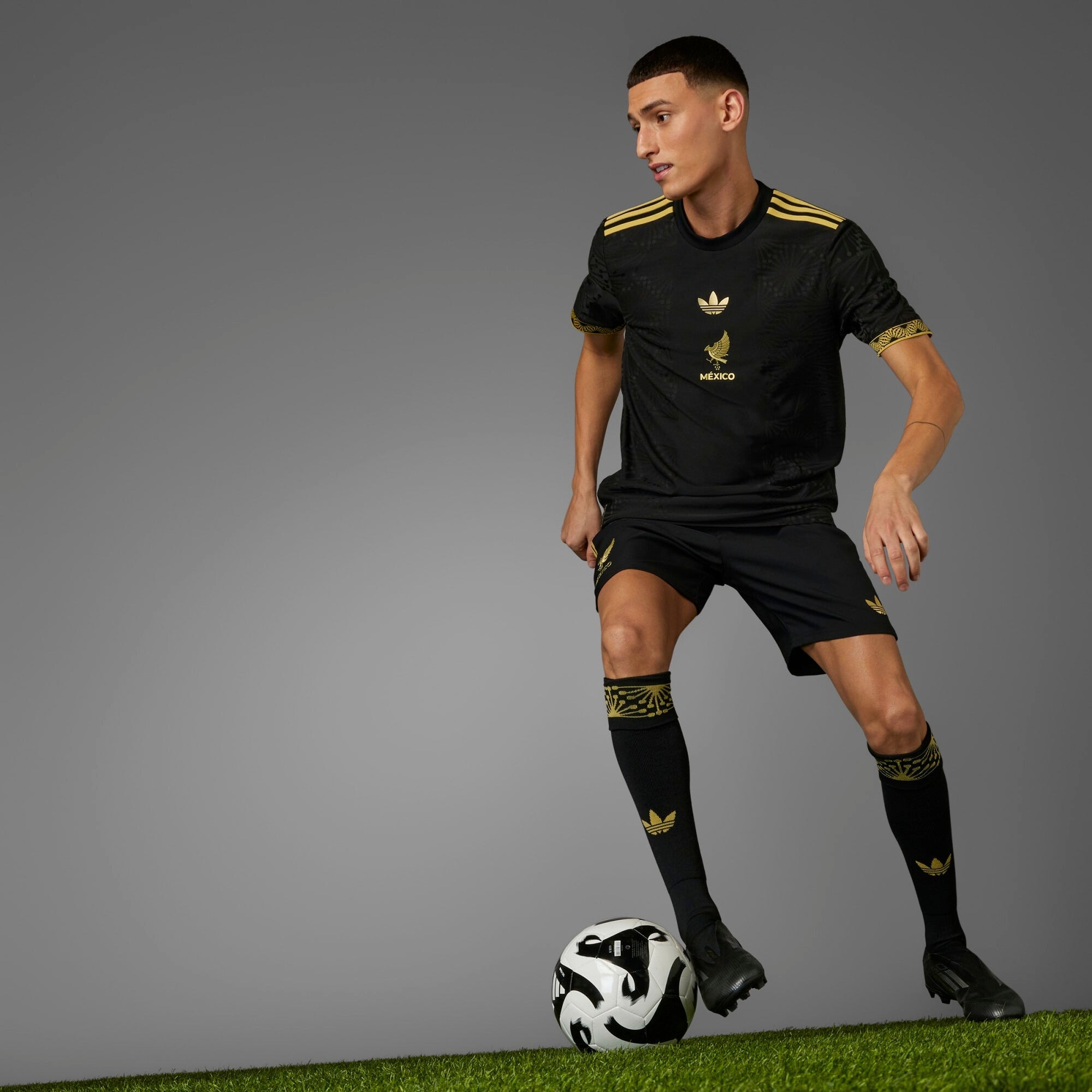 adidas Mexico 2025 Match Gold Men's HEAT.RDY Soccer Authentic Jersey - Black
