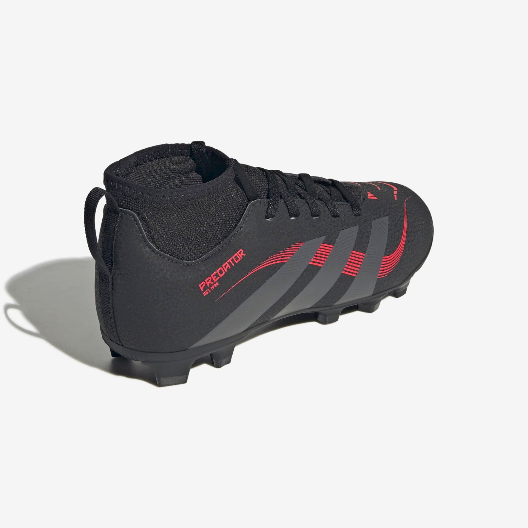 adidas Jr. Predator Club Sock Little/Big Kids' FG/MG Low-Top Soccer Cleats - Core Black / Grey Four / Lucid Red