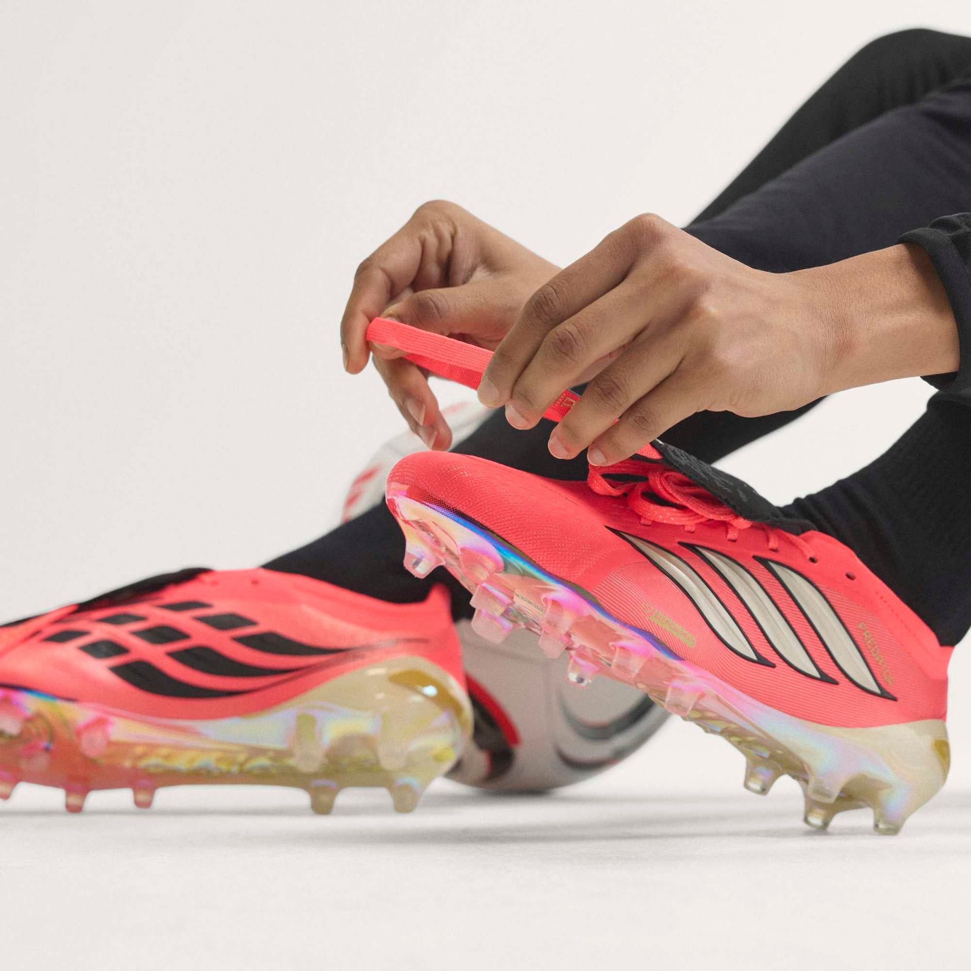 adidas Predator Elite Fold-Over Tongue Artificial-Grass Low-Top Soccer Cleats - Solar Turbo / Thermal Chrome / Core Black