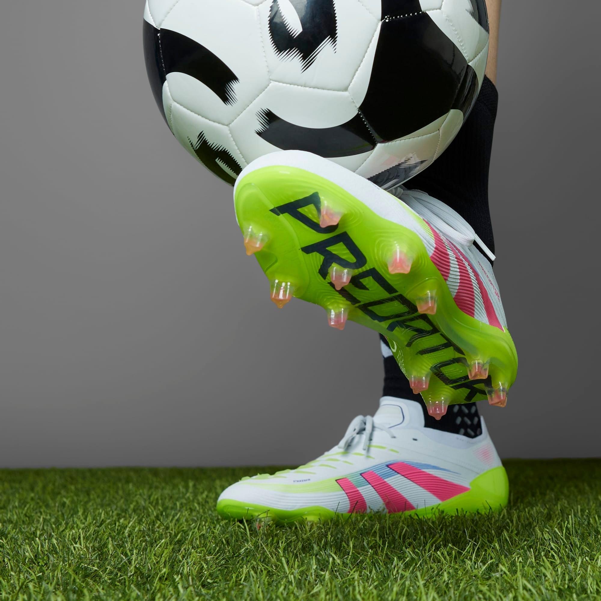 adidas Predator Elite FG Low-Top Soccer Cleats - Cloud White / Lucid Pink / Lucid Lemon
