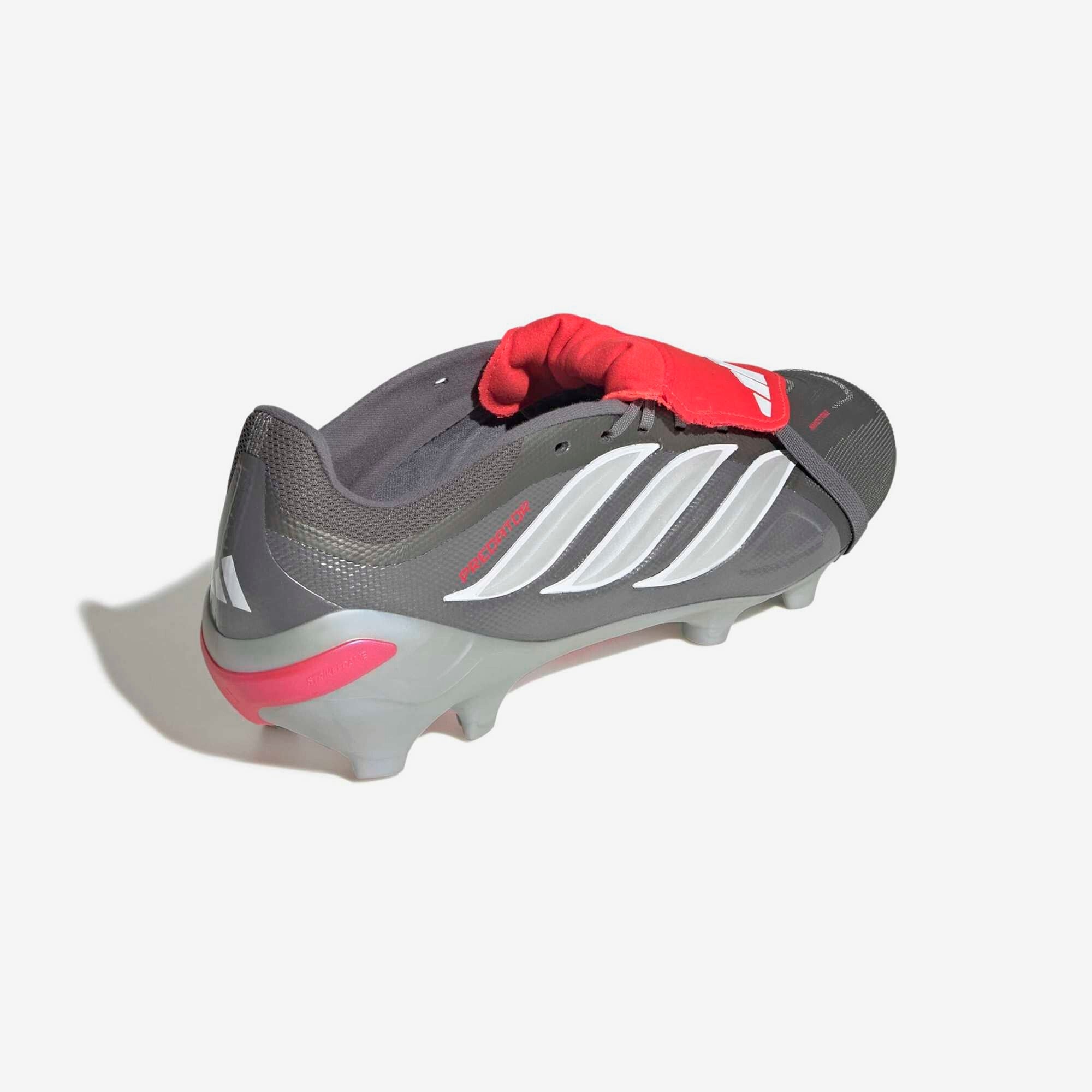 adidas Predator League Fold-Over Tongue Firm-Ground Low-Top Soccer Cleats - Iron Metallic / Zero Metalic / Lucid Red