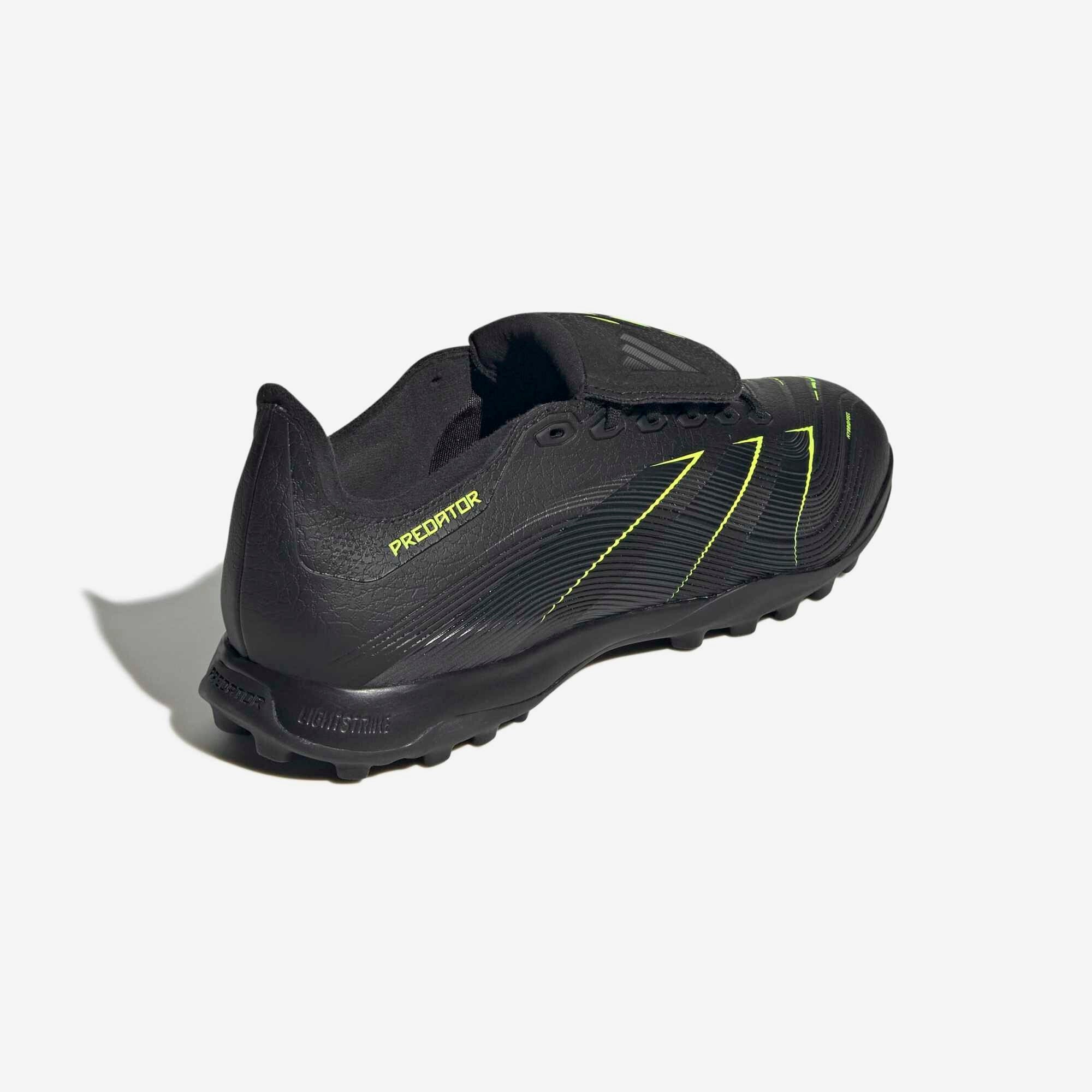 adidas Predator League Fold-Over Tongue Turf Low-Top Soccer Shoes - Core Black / Carbon / Lucid Lemon
