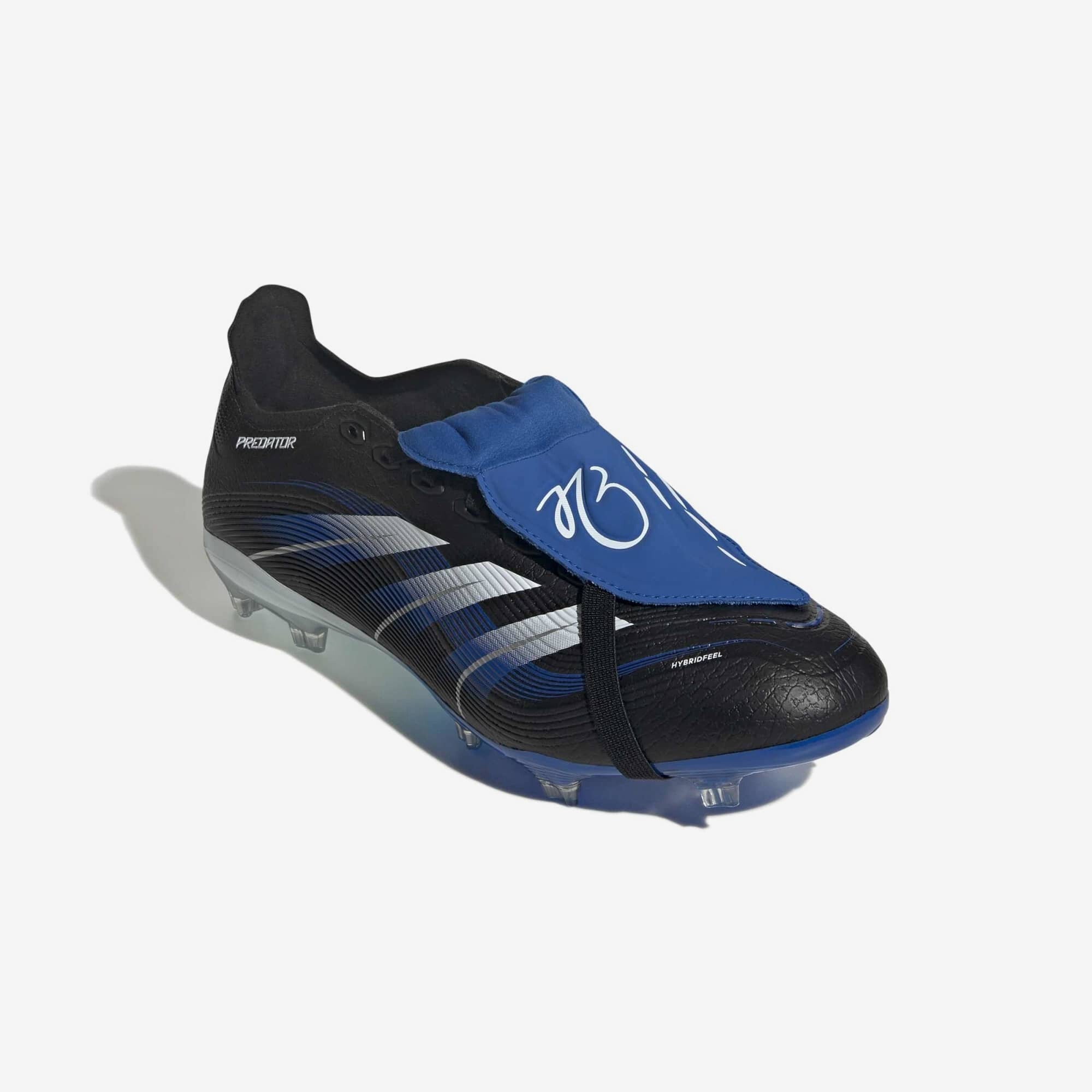 adidas Predator League JB Fold-Over Tongue Firm-Ground Low-Top Soccer Cleats - Core Black / Cloud White / Glow Blue