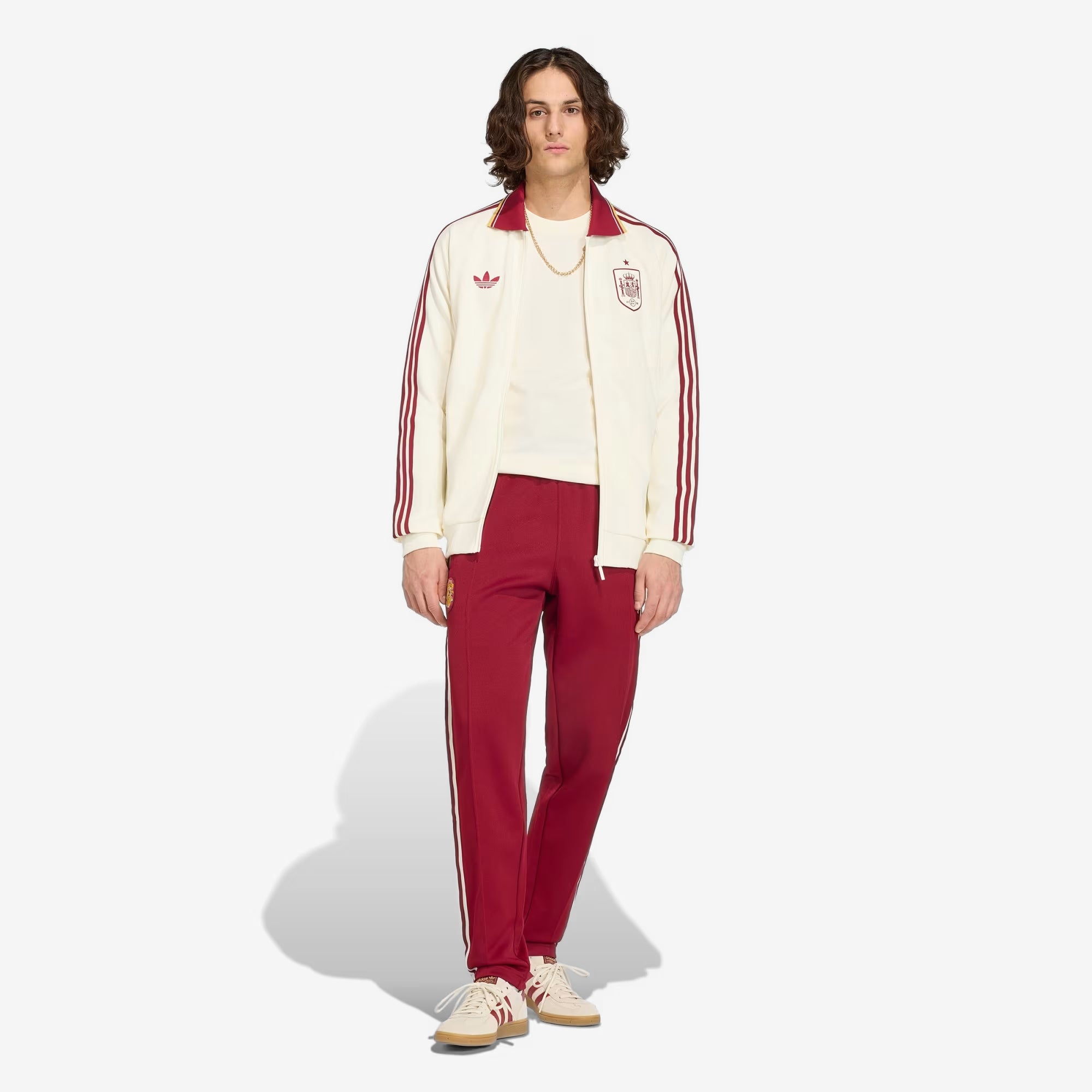 adidas Spain Away Anthem Men's Full-Zip Soccer Jacket - Off White
