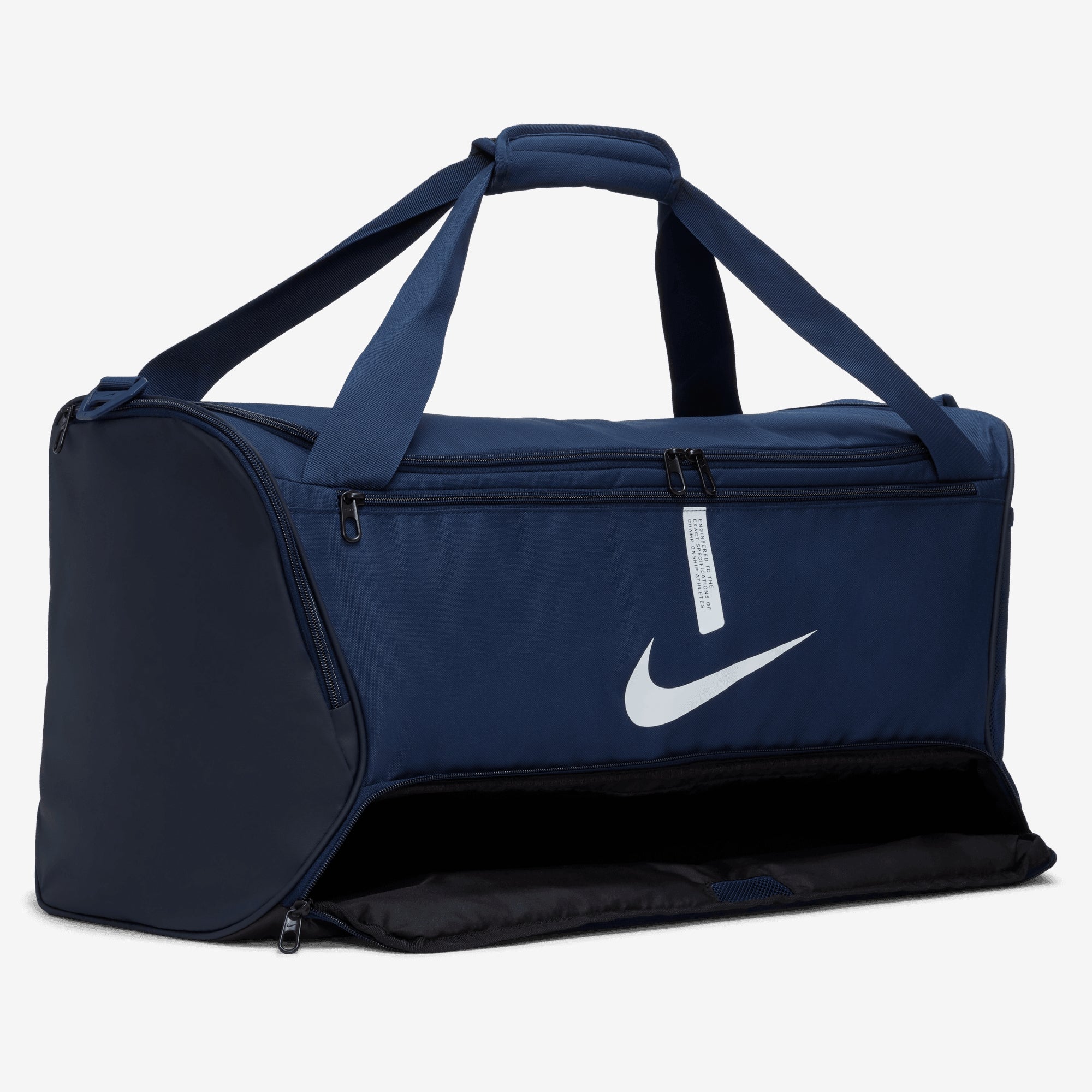 Nike Academy Team Soccer Duffel Bag (Medium, 60L) - Midnight Navy/Black/White