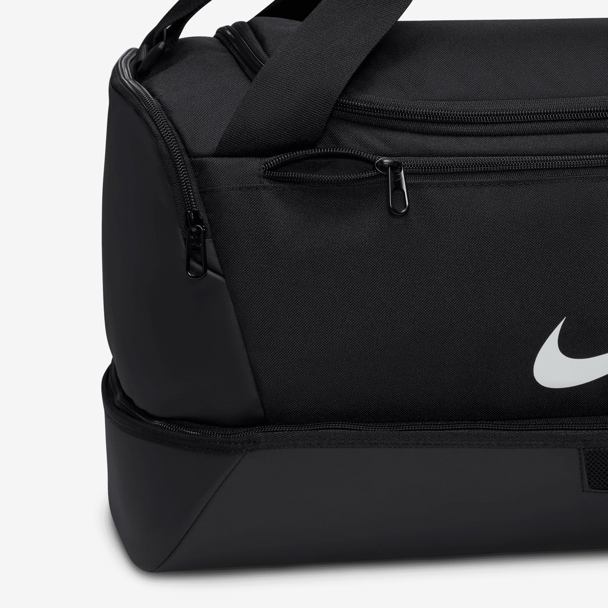 Nike Academy Team Soccer Hardcase Duffel Bag (Medium, 37L) - Black/Black/White
