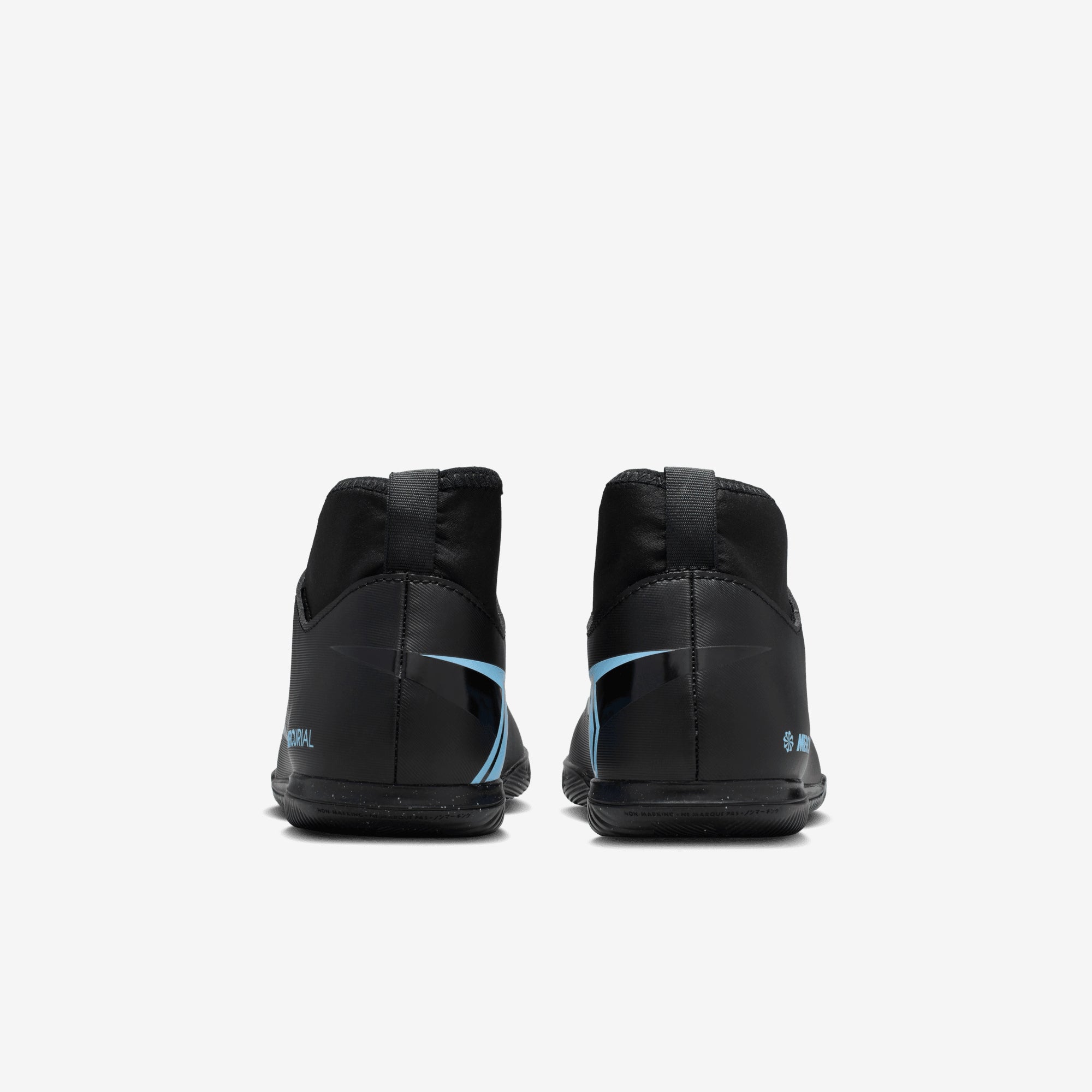 Nike Jr. Mercurial Superfly 10 Club Little/Big Kids' Indoor/Court High-Top Soccer Shoes - Black/Ice Blue