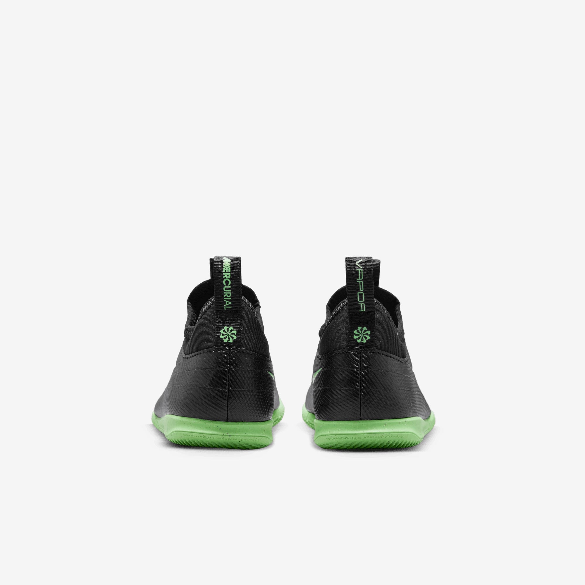 Nike Jr. Mercurial Vapor 17 Club Little Kids' Indoor/Court Low-Top Soccer Shoes - Black/Illusion Green-Black