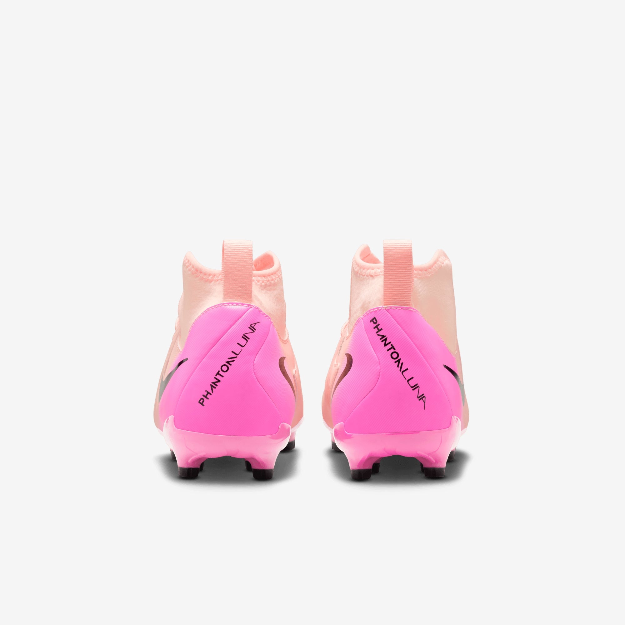 Nike Jr. Phantom Luna 2 Academy Little/Big Kids' MG High-Top Soccer Cleats - Crimson Tint/Black-Pink Blast