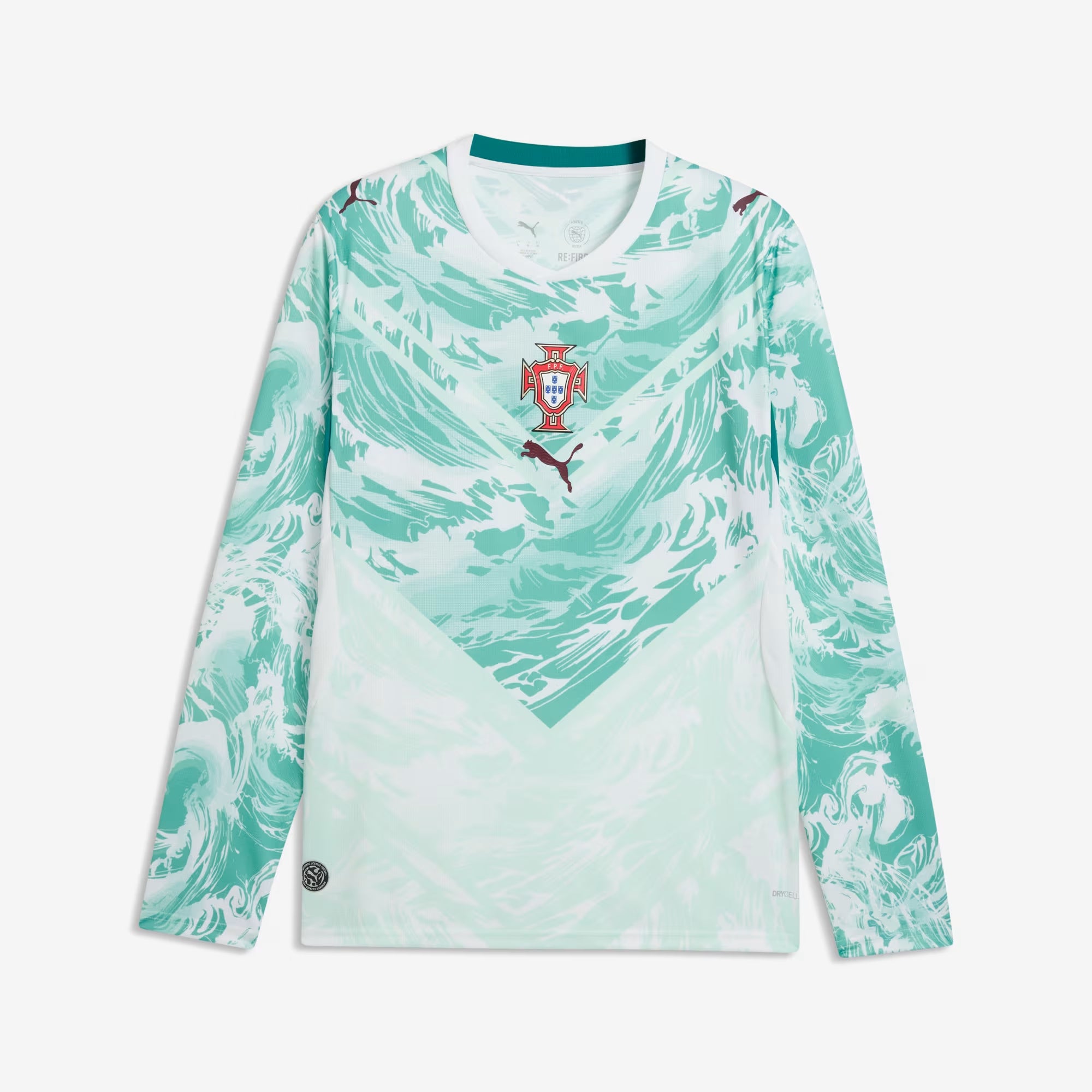 PUMA Portugal 2026 Stadium Away Men's Soccer Long-Sleeve Jersey - PUMA White-Green Lagoon
