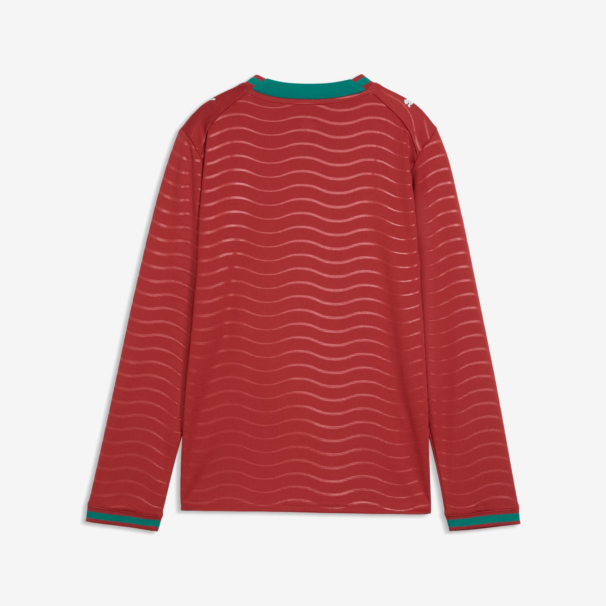 PUMA Portugal 2026 Stadium Home Big Kids' Long-Sleeve Soccer Jersey - Club Red-Green Lagoon