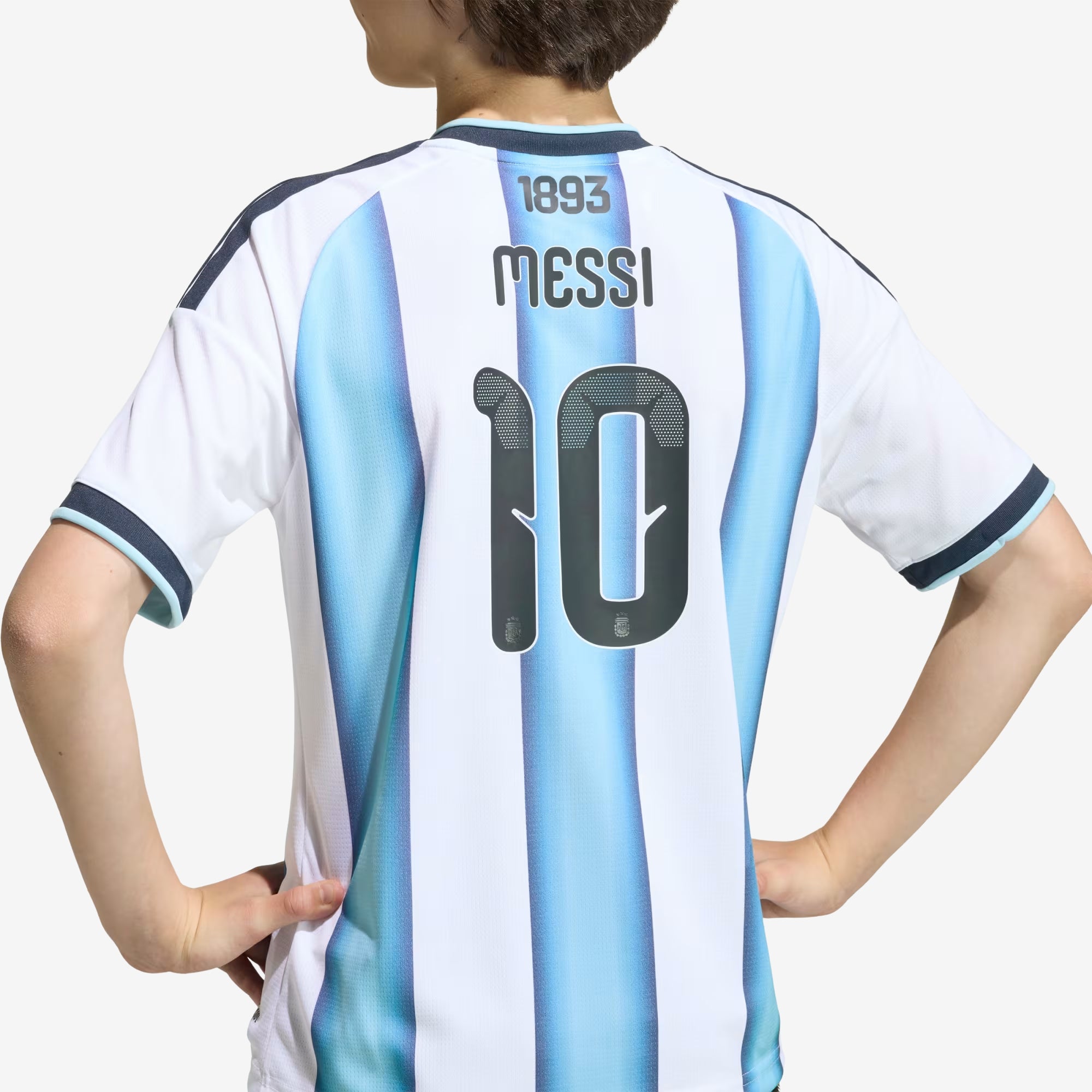 adidas Argentina 2026 Stadium Home Messi Big Kids' Soccer Jersey - White / Icey Blue / Light Blue