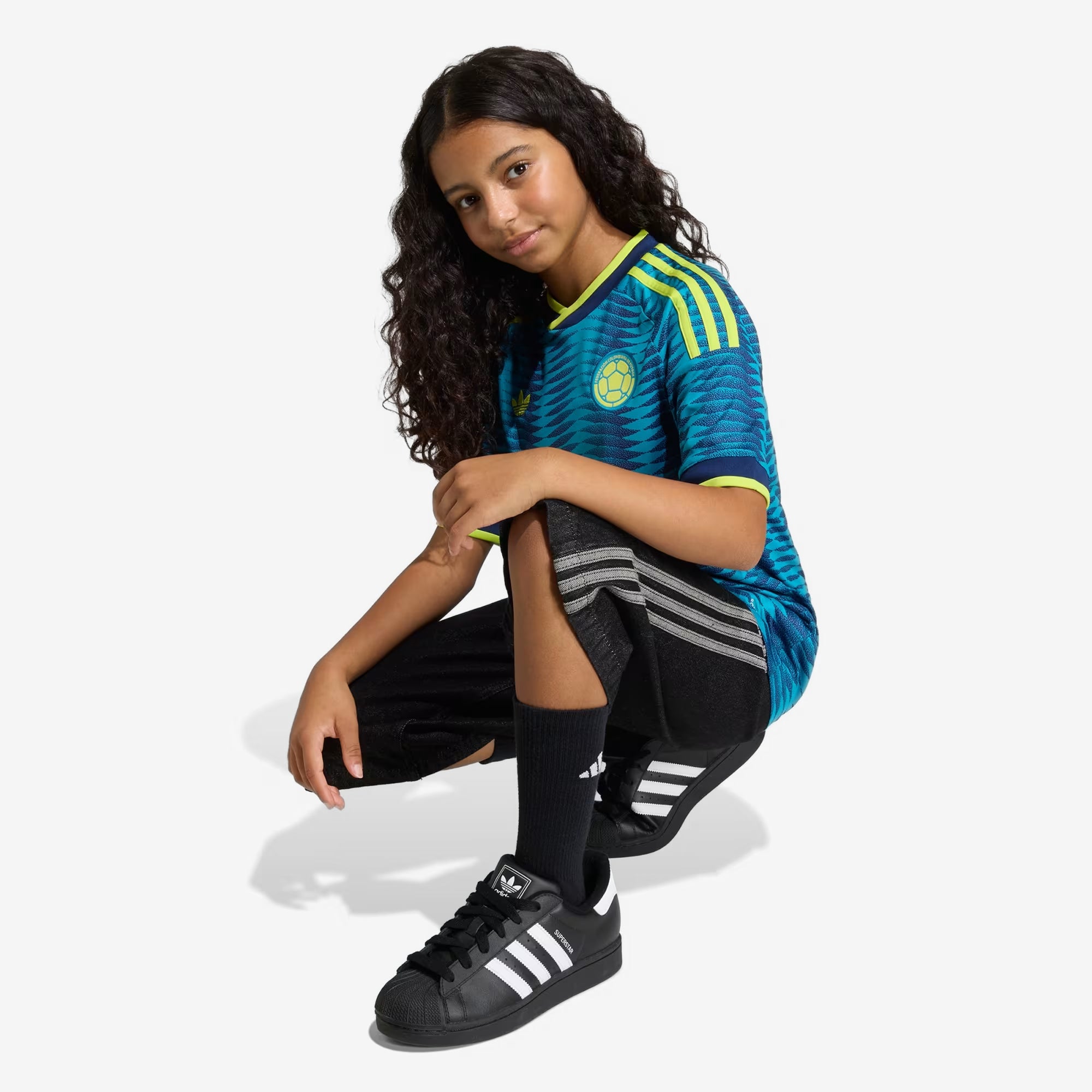 adidas Colombia 2026 Stadium Away Big Kids' Soccer Jersey - Mystery Petrol / Team Navy Blue 2