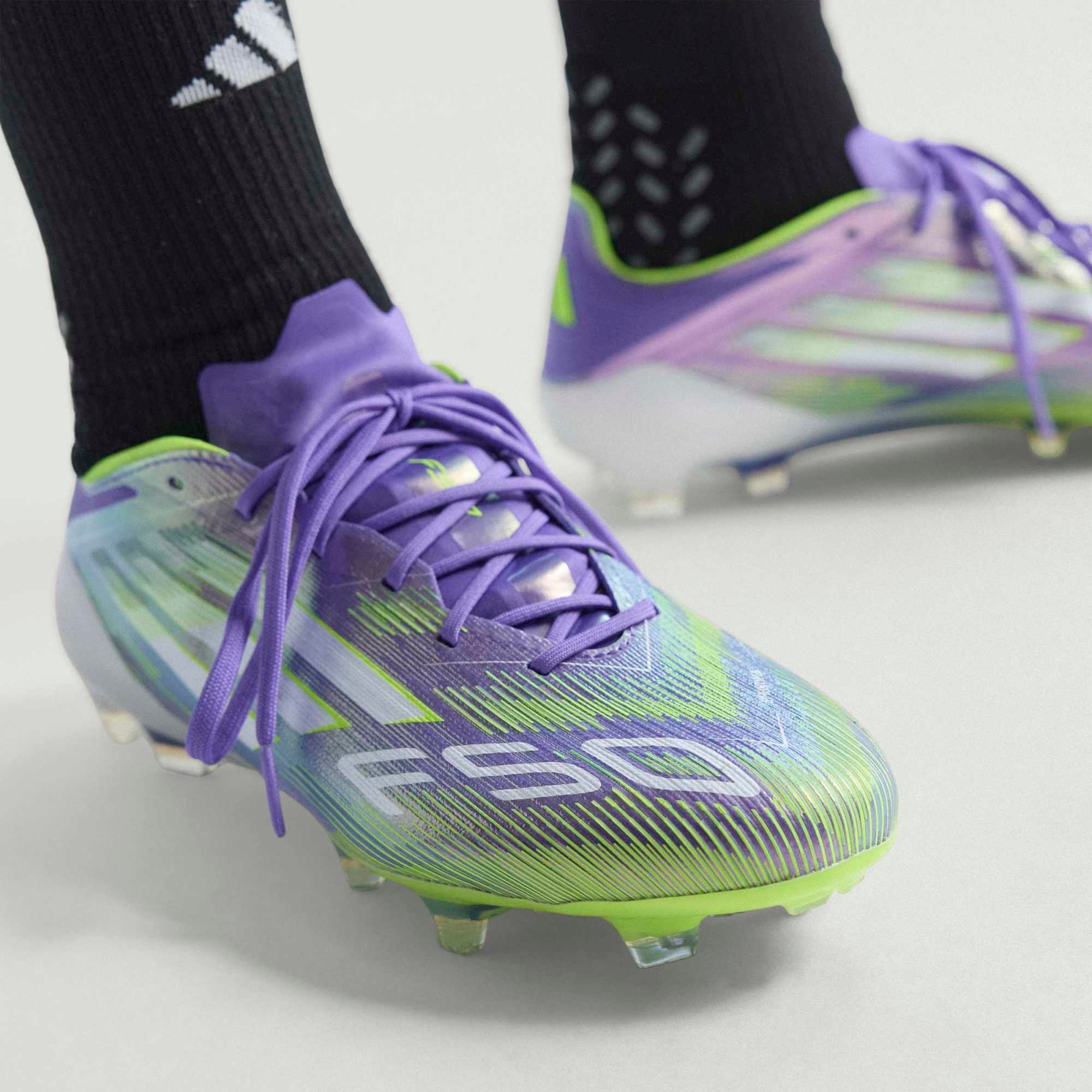 adidas F50 Elite Firm-Ground Low-Top Soccer Cleats - Purple Rush / Cloud White / Lucid Lemon