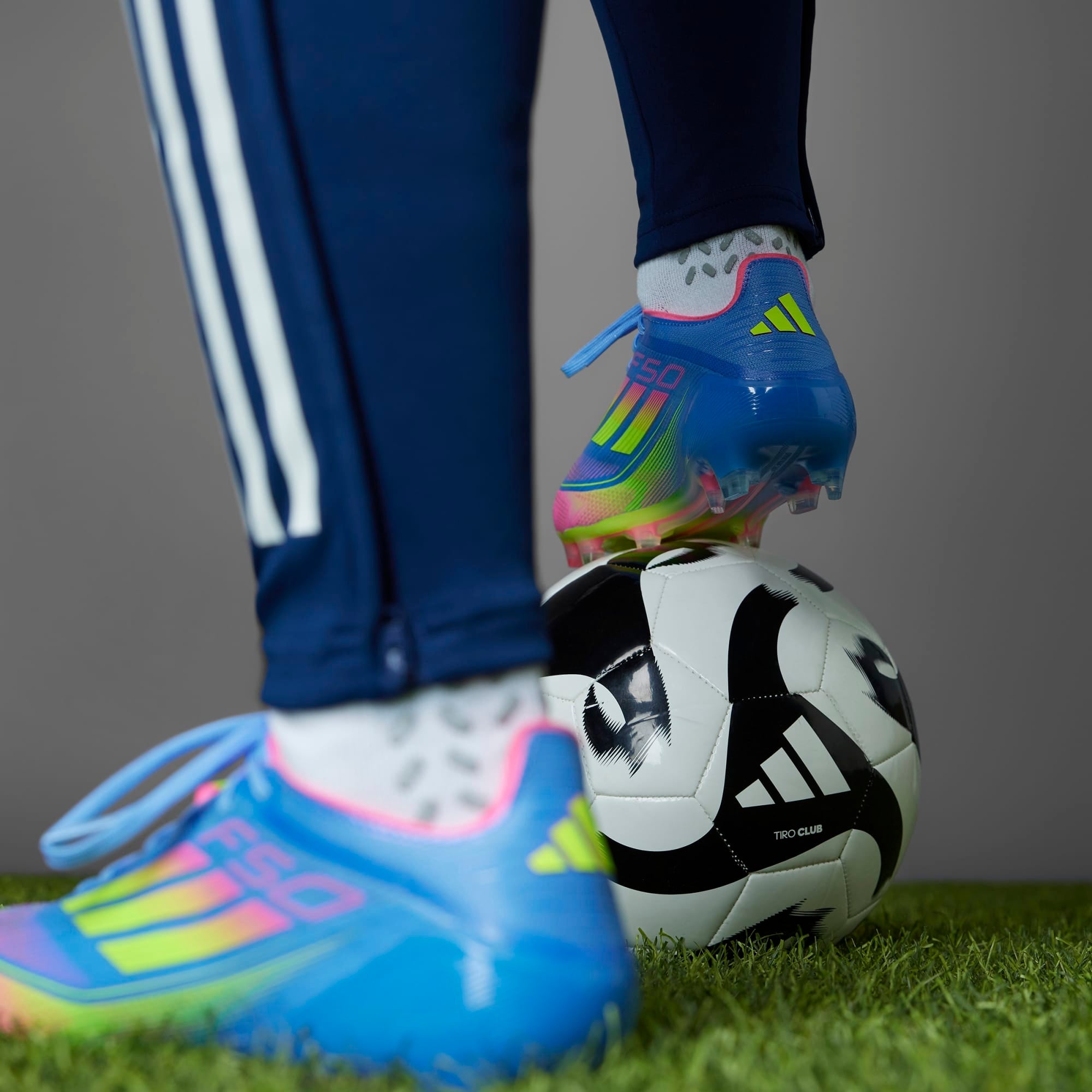 adidas F50 Elite FG Low-Top Soccer Cleats - Blue Fusion / Lucid Lemon / Lucid Pink