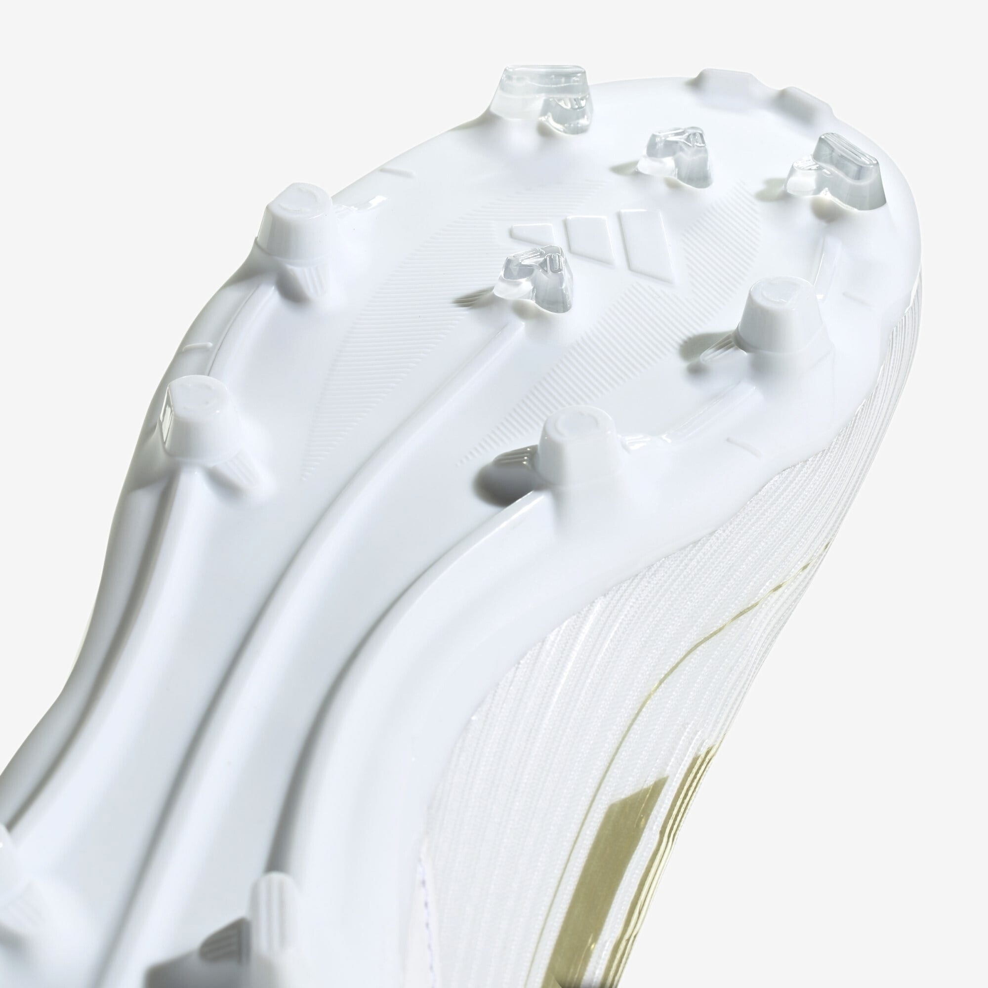adidas F50 League Firm/Multi-Ground Soccer Cleats - Cloud White / Gold Metallic / Cloud White