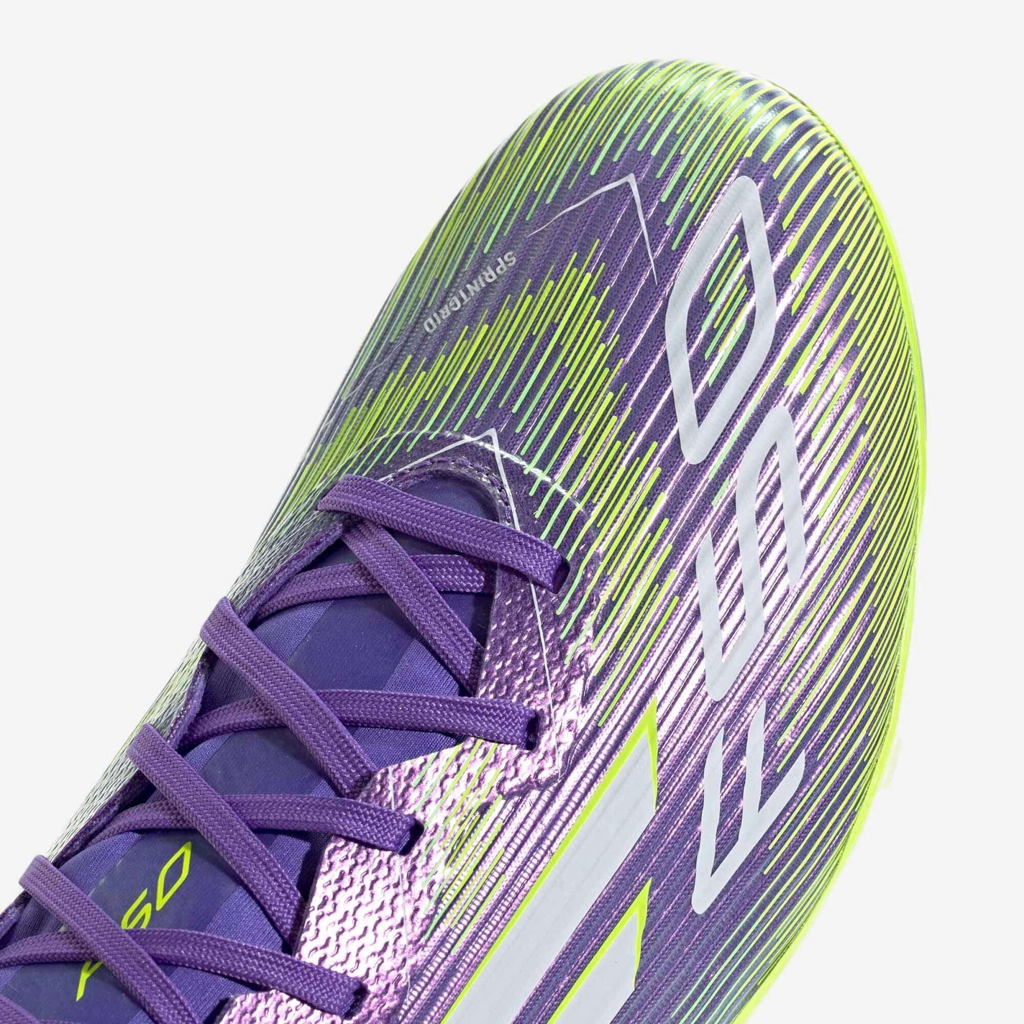 adidas F50 League Firm/Multi-Ground Low-Top Soccer Cleats - Purple Rush / Cloud White / Lucid Lemon