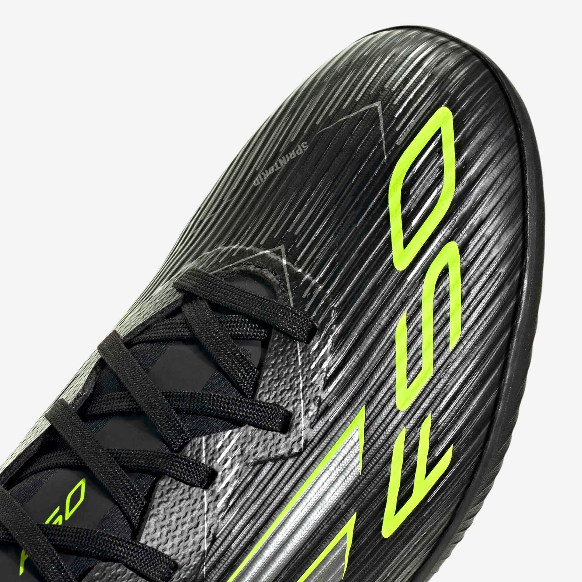 adidas F50 League Turf Low-Top Soccer Shoes - Core Black / Iron Metallic / Lucid Lemon
