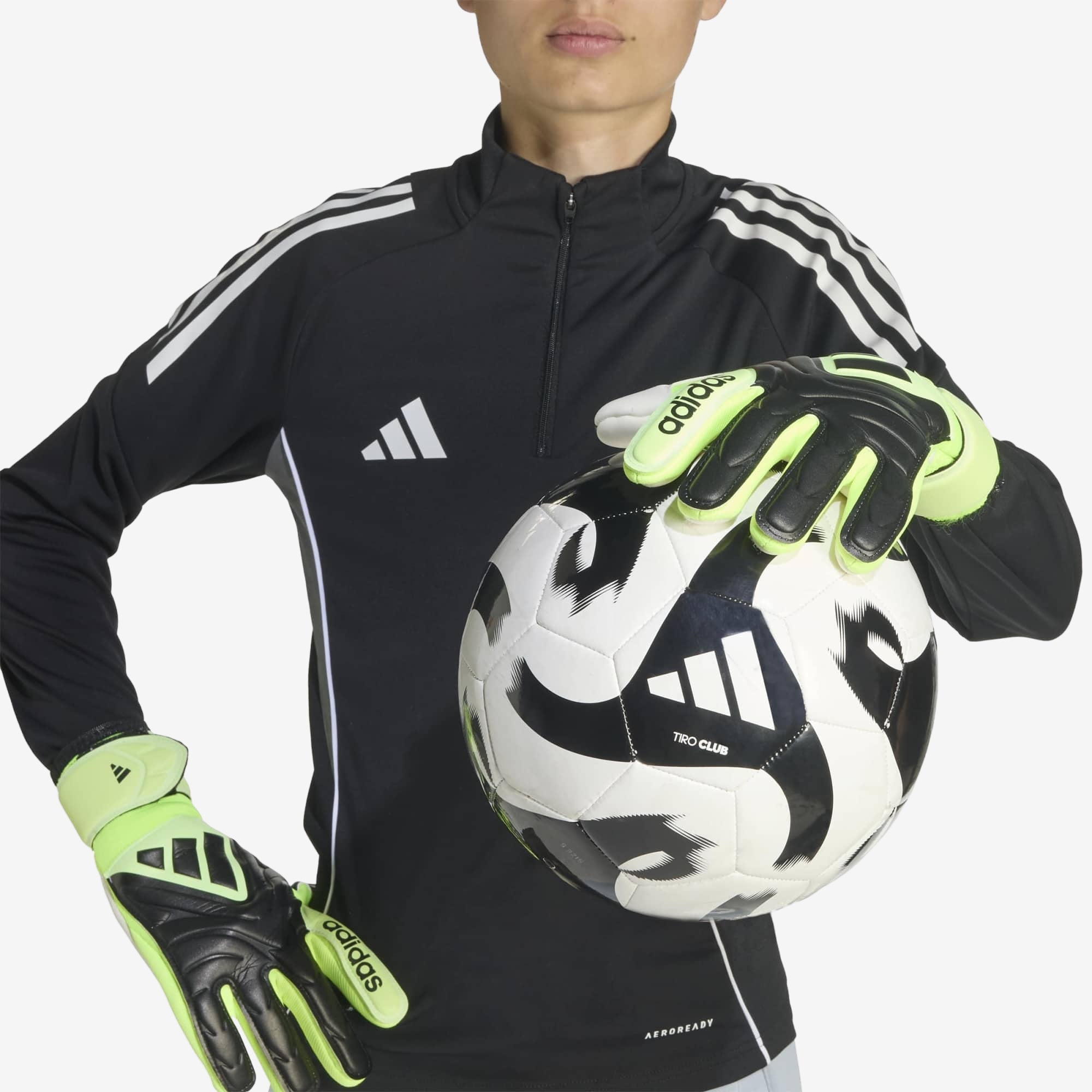 adidas Jr. Copa League Goalkeeper Gloves - Black / Black / Lucid Lemon