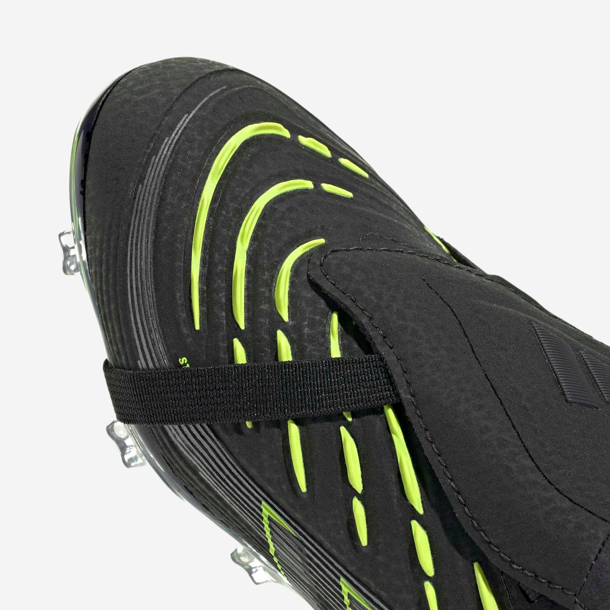 adidas Jr. Predator Elite Fold-Over Tongue Big Kids' Firm-Ground Low-Top Soccer Cleats - Core Black / Iron Met. / Lucid Lemon