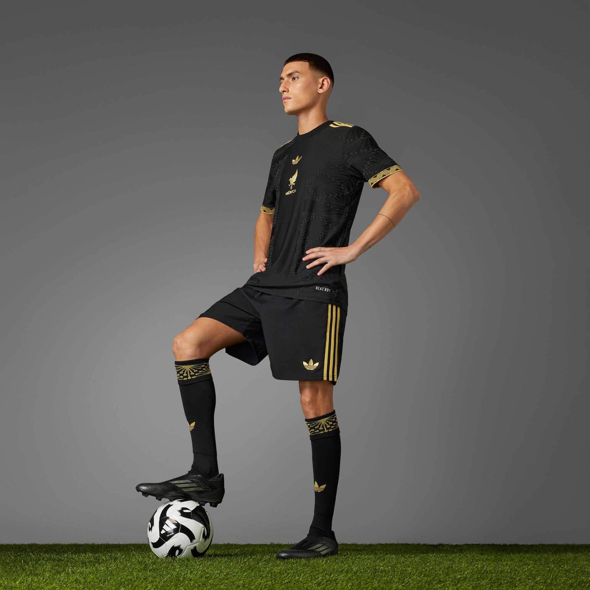 adidas Mexico 2025 Match Gold Men's HEAT.RDY Soccer Authentic Jersey - Black