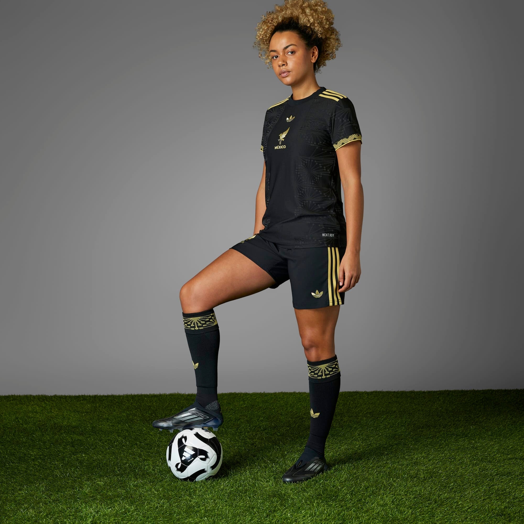 adidas Mexico 2025 Match Gold Women's HEAT.RDY Soccer Authentic Jersey - Black